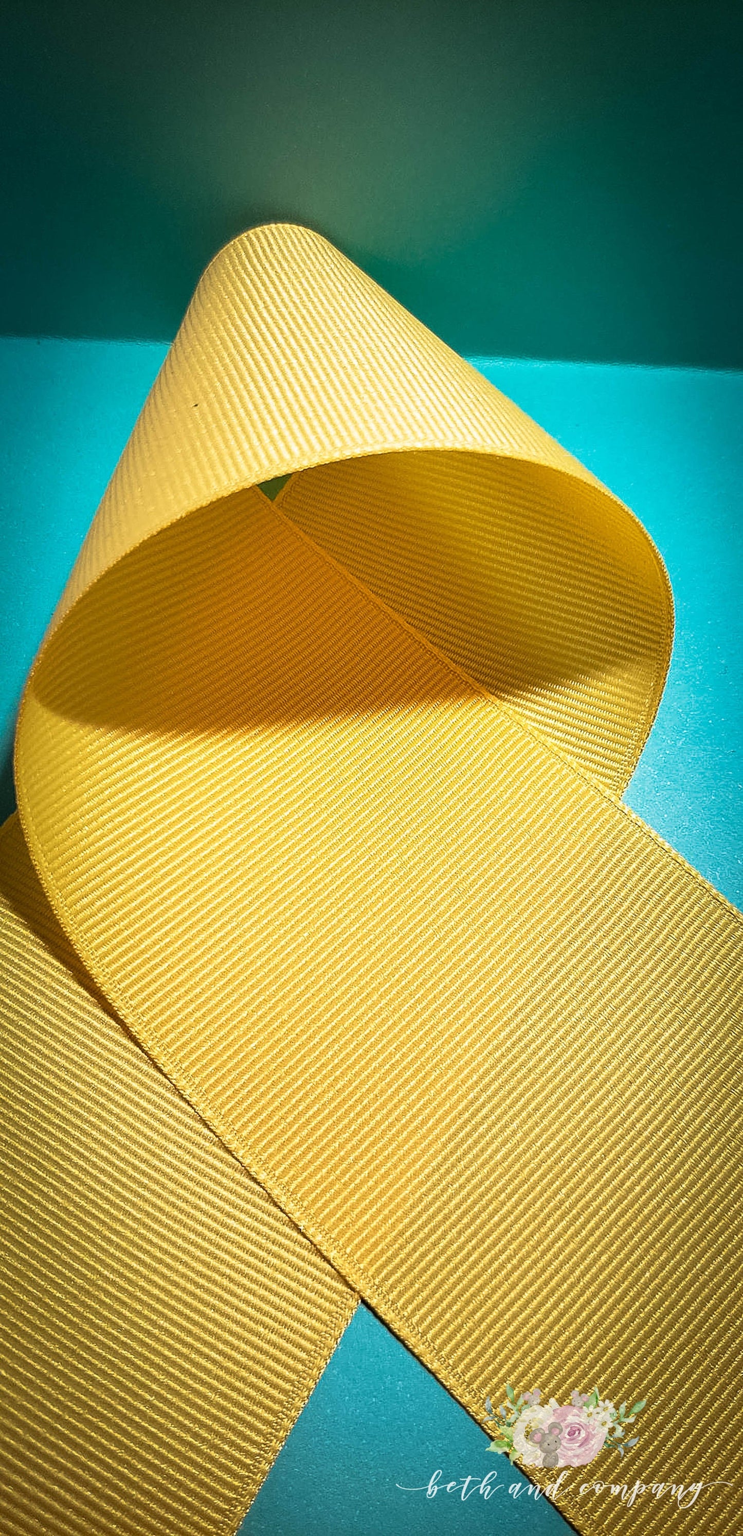 2.25" Wide Yellow Grosgrain Ribbon - Sold by the yard -  Cheer Ribbon - Boutique Bow Ribbon