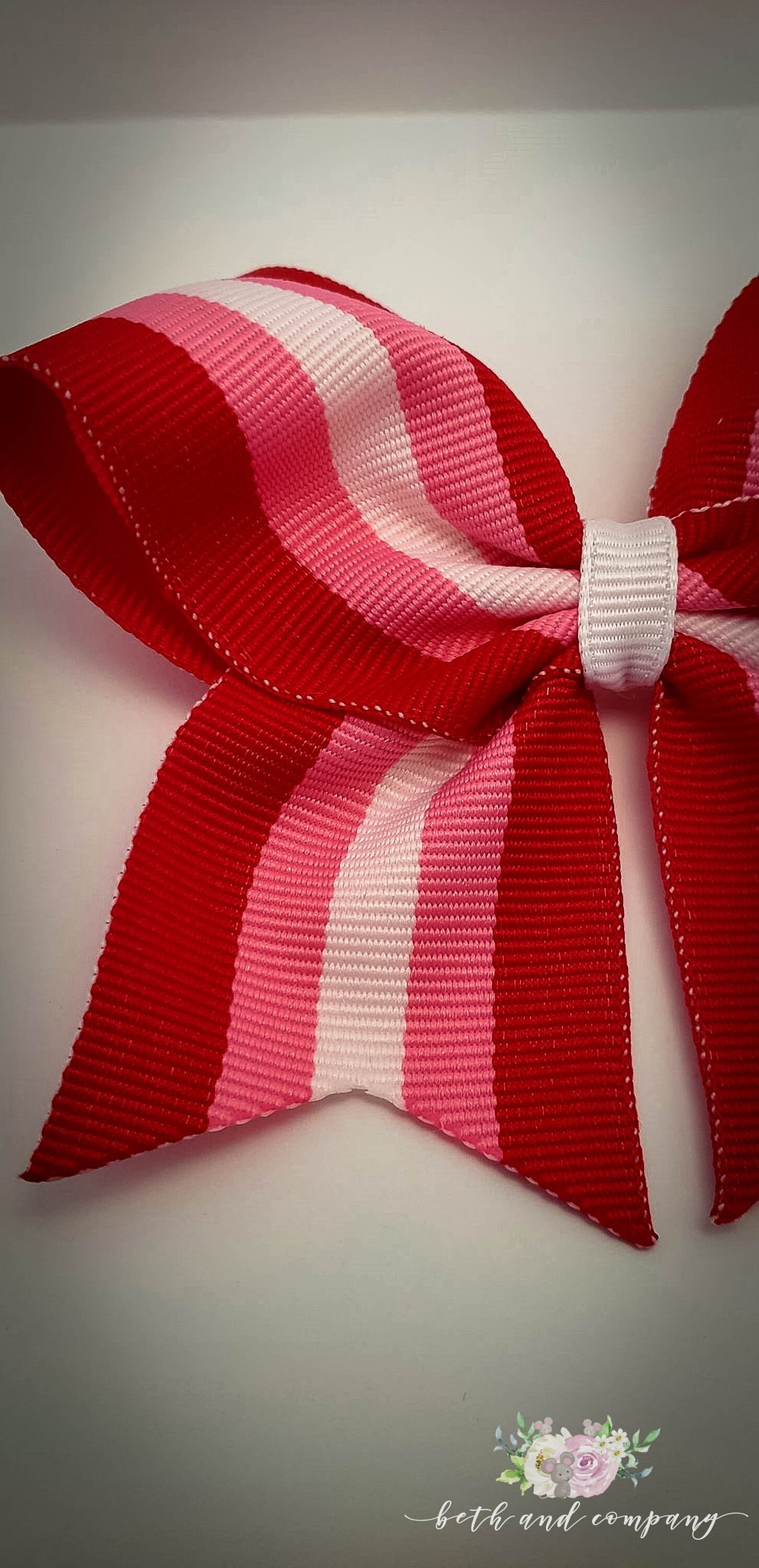 Valentine's Day Toddler Hair Bow, Red, Pink & White Clip on Toddler Bow