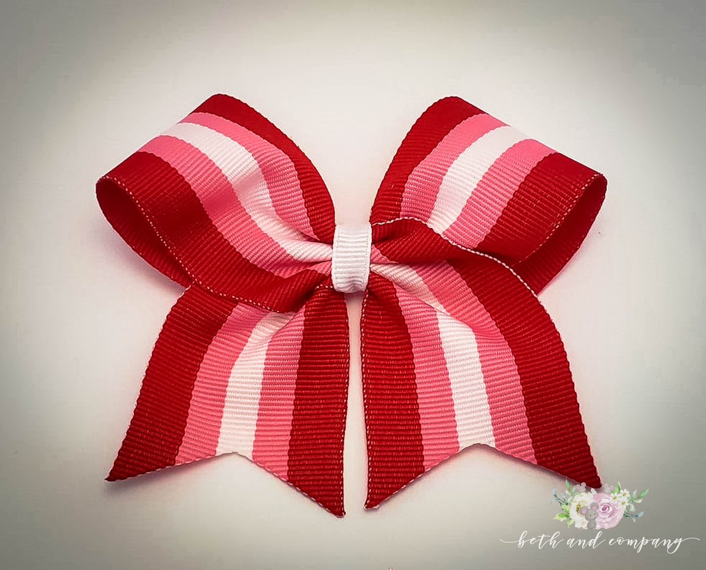 Valentine's Day Toddler Hair Bow, Red, Pink & White Clip on Toddler Bow