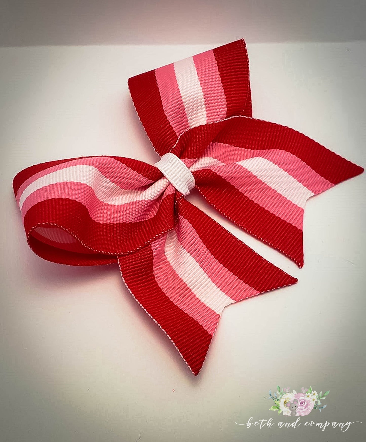 Valentine's Day Toddler Hair Bow, Red, Pink & White Clip on Toddler Bow