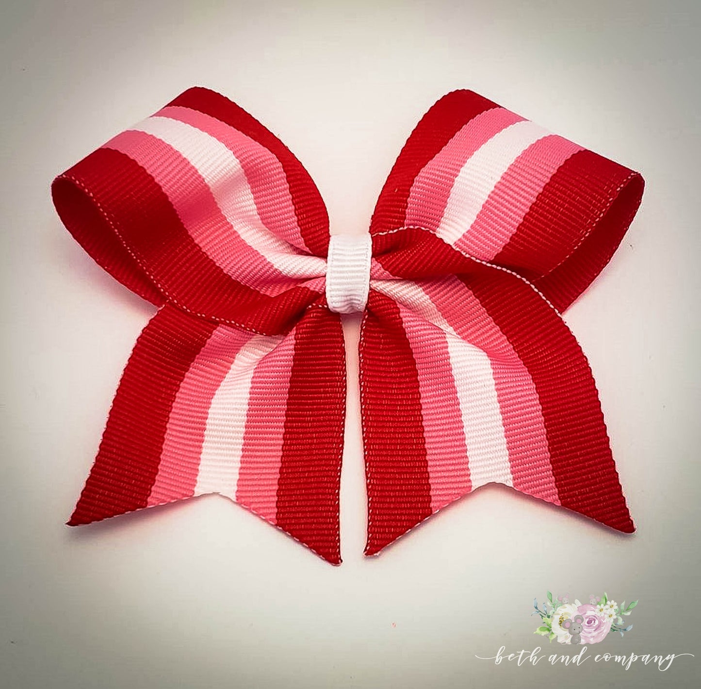 Valentine's Day Toddler Hair Bow, Red, Pink & White Clip on Toddler Bow