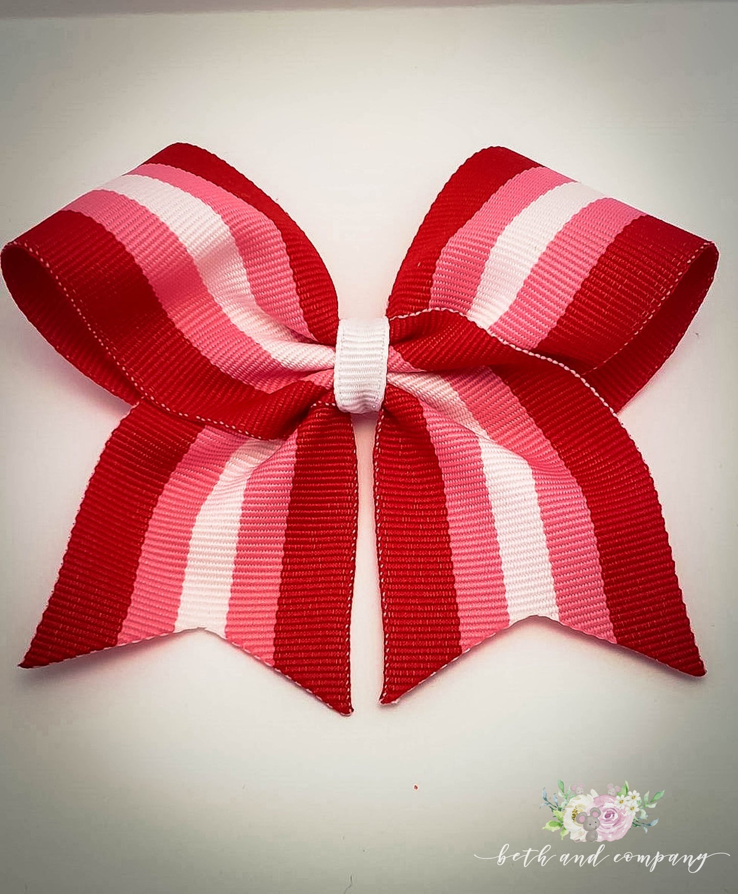 Valentine's Day Toddler Hair Bow, Red, Pink & White Clip on Toddler Bow