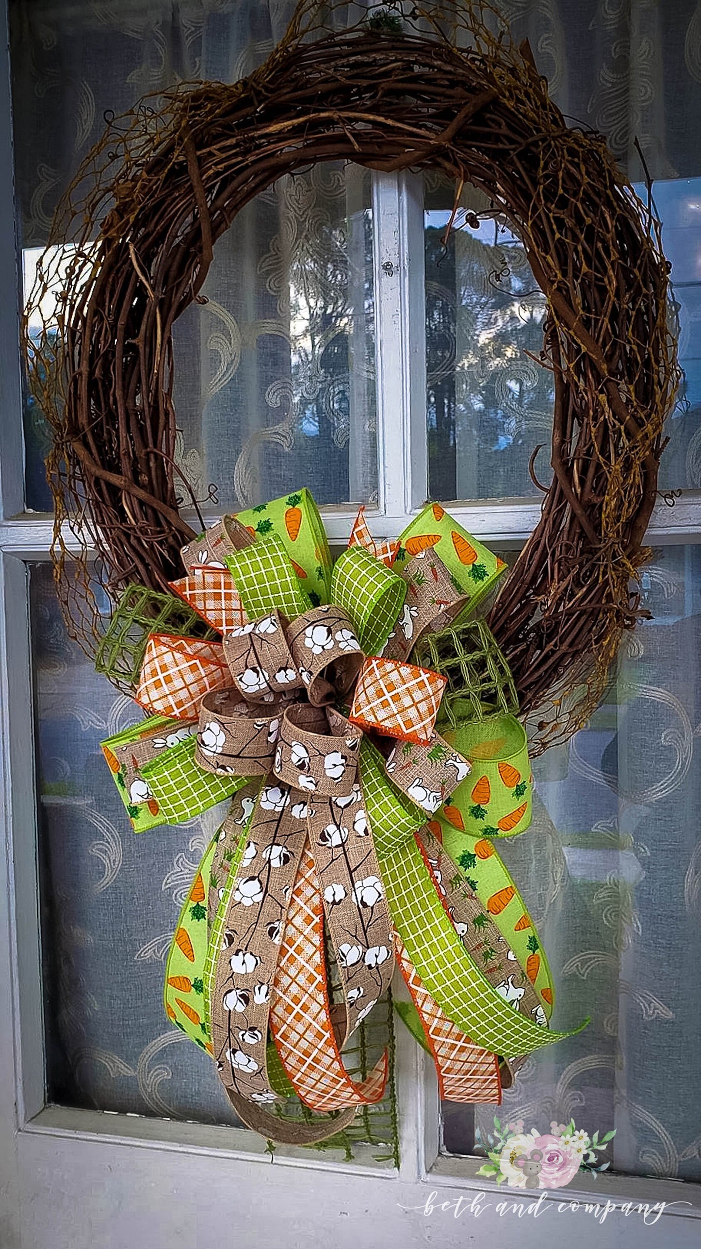 Cottontail Easter Wreath Bow, Easter Decorations, Front Door Decor