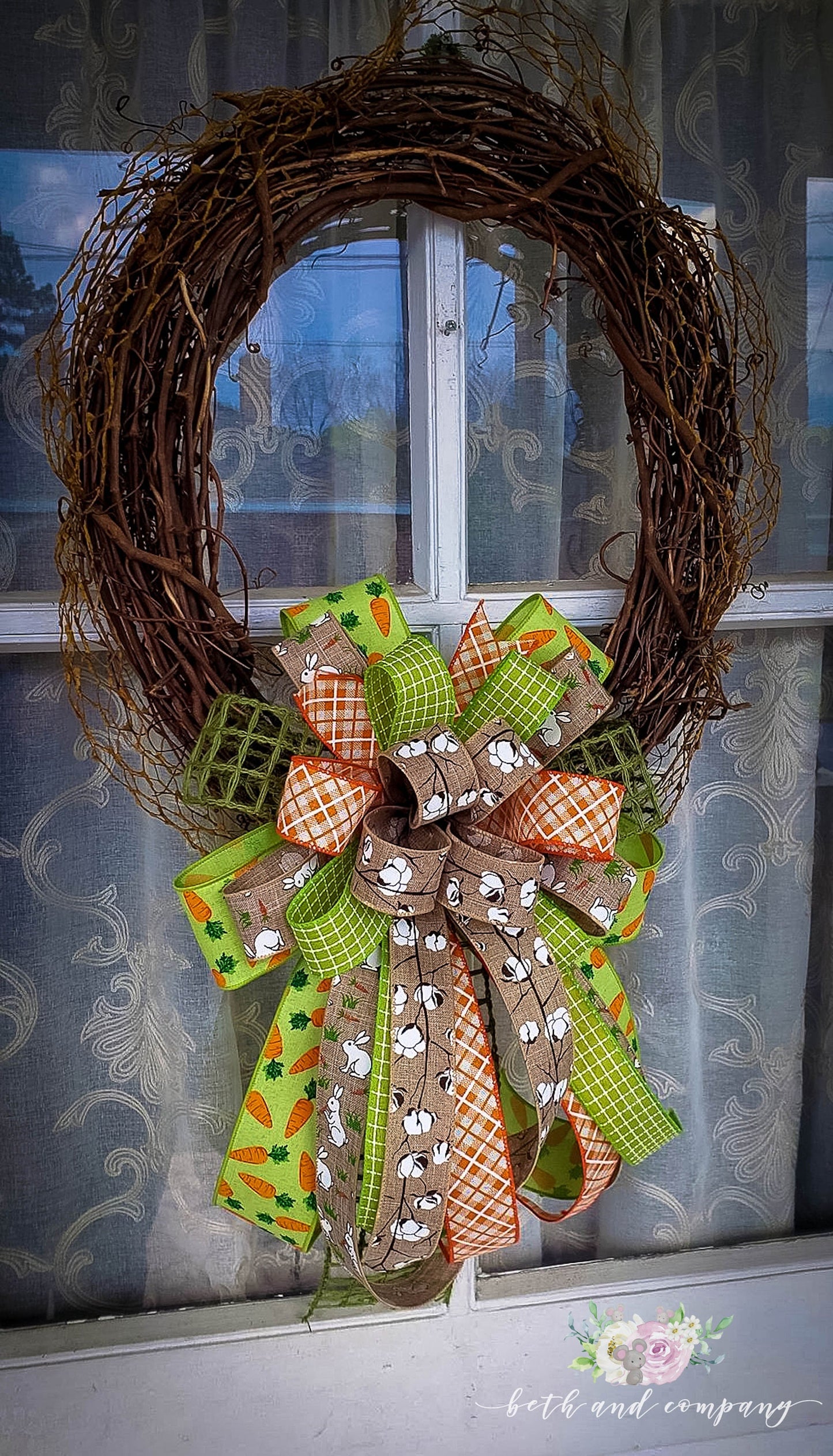 Cottontail Easter Wreath Bow, Easter Decorations, Front Door Decor