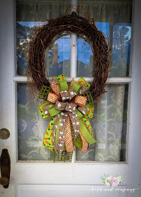 Cottontail Easter Wreath Bow, Easter Decorations, Front Door Decor