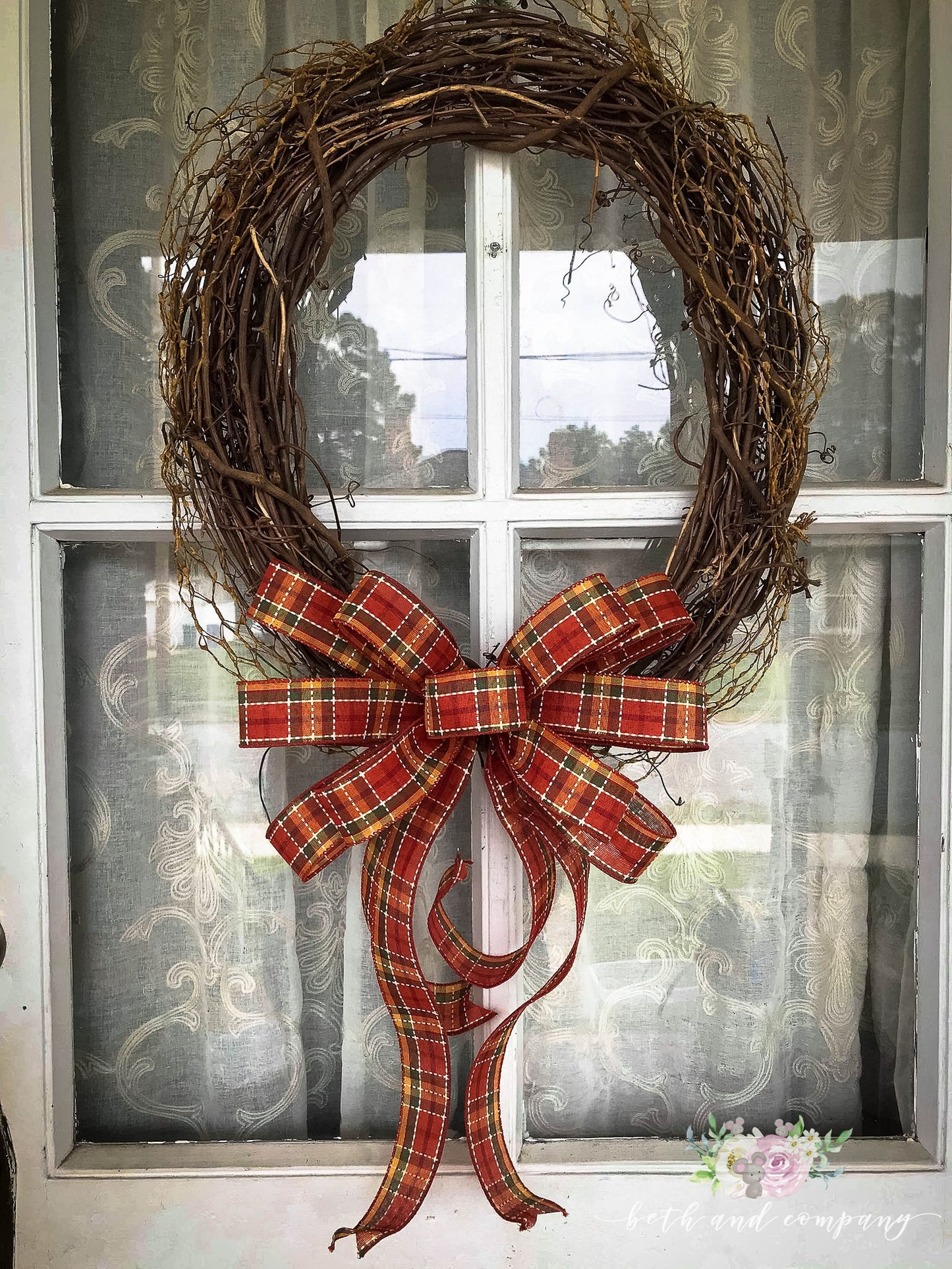 Farmhouse Fall Wreath Bow,  Thanksgiving wreath bow