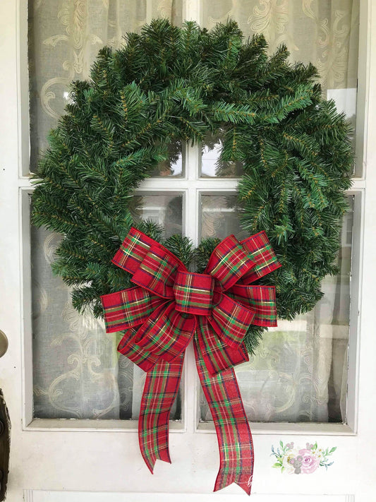 Christmas Bow, Traditional Christmas Plaid wreath bow