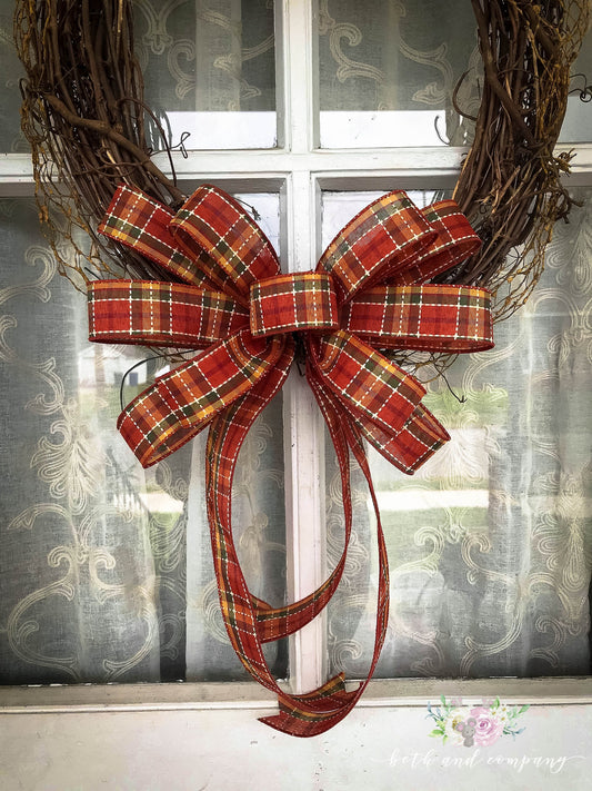 Farmhouse Fall Wreath Bow,  Thanksgiving wreath bow