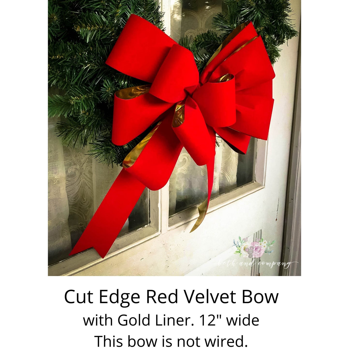 Red Velvet Christmas wreath bow with Gold Liner