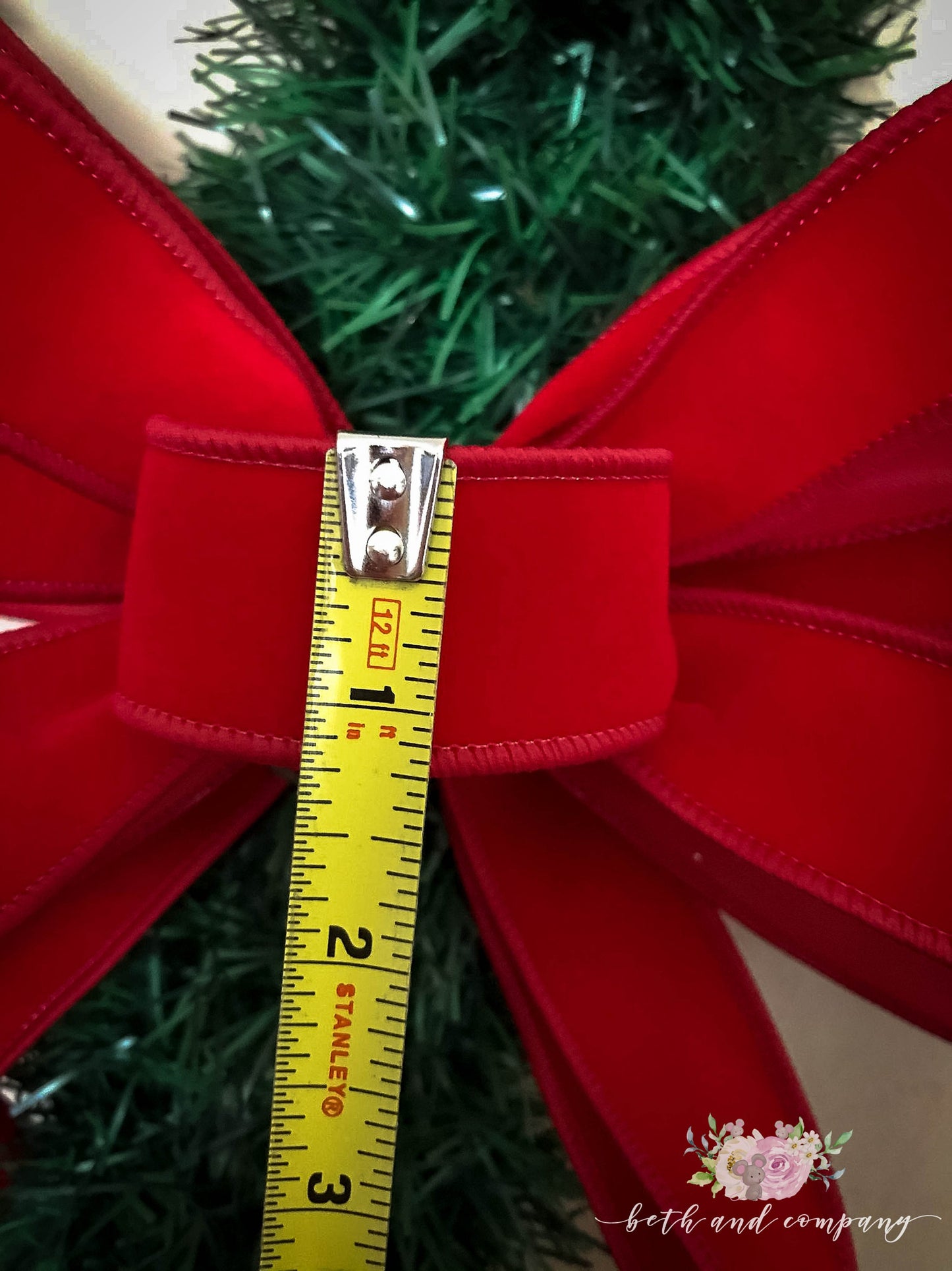 OUTDOOR Thin Red Velvet Christmas wreath bow, Weatherproof bow