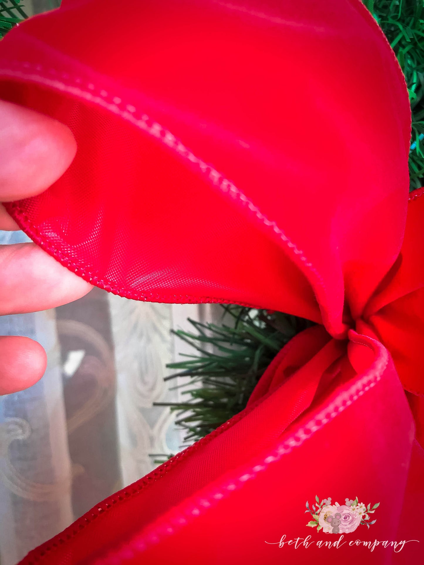 OUTDOOR Christmas Bow, Red Velvet Heavy Duty Gauged Wire Bow, Perfect for Northern Winters