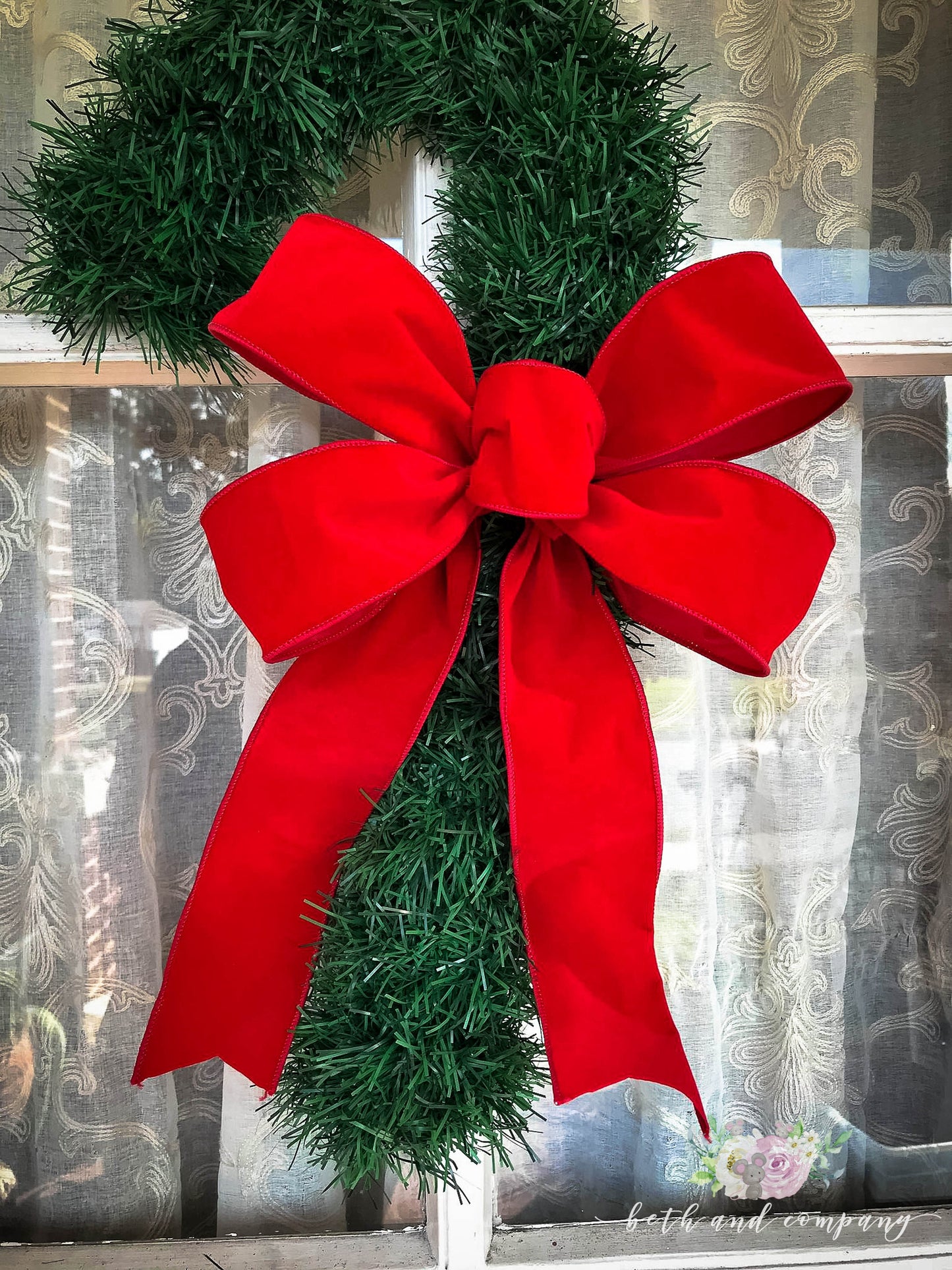 OUTDOOR Christmas Bow, Red Velvet Heavy Duty Gauged Wire Bow, Perfect for Northern Winters