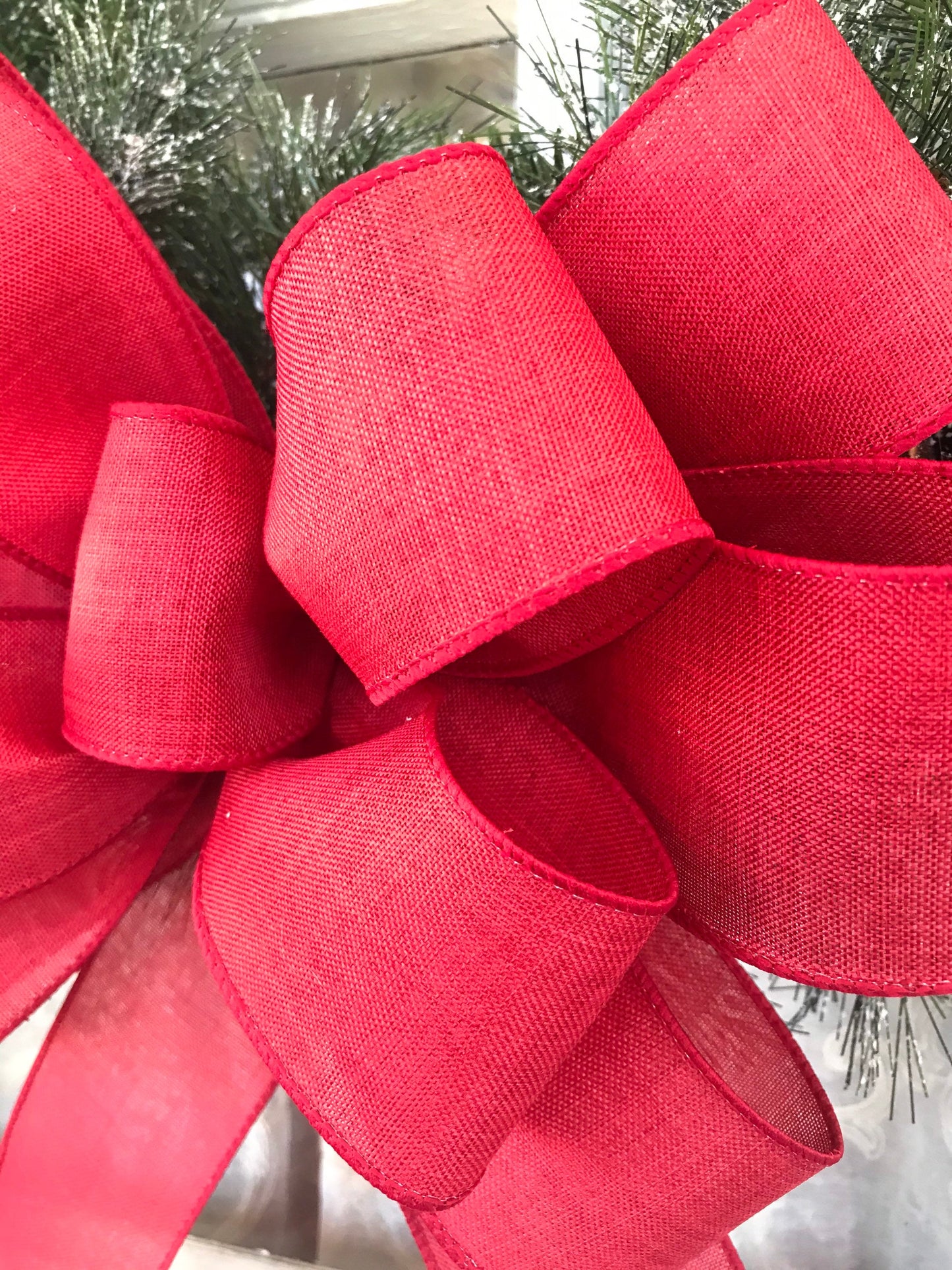 Red Bow, Christmas Bow, Red Farmhouse wreath bow, Red Linen bow, Red Valentines Day Bow