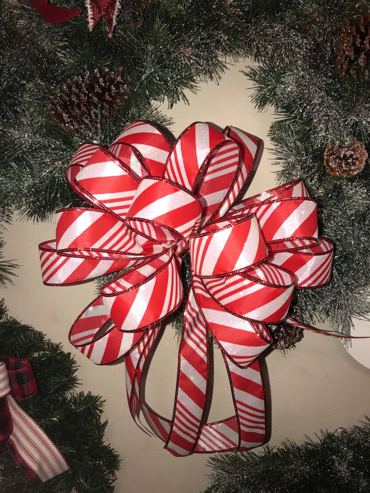 Candy Cane Stripe Christmas Wreath Bow, Christmas wreath bow for front door, Christmas Wreath Bow, Christmas bows for wreaths