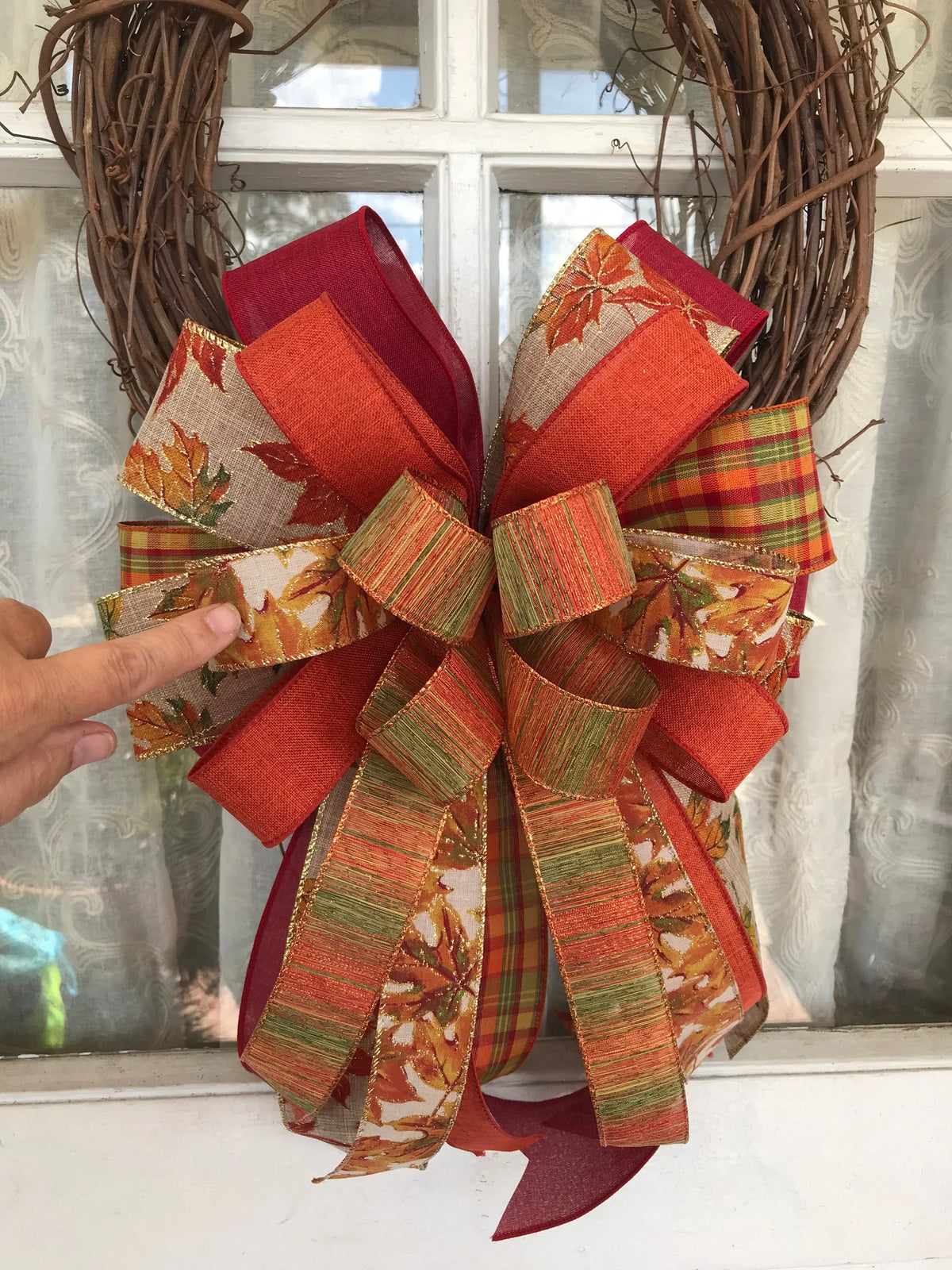 Fall Ribbbon Fall Bow, Fall Wreath Bow, Fall Mixed Ribbon Bow, Fall Wedding Décor ...