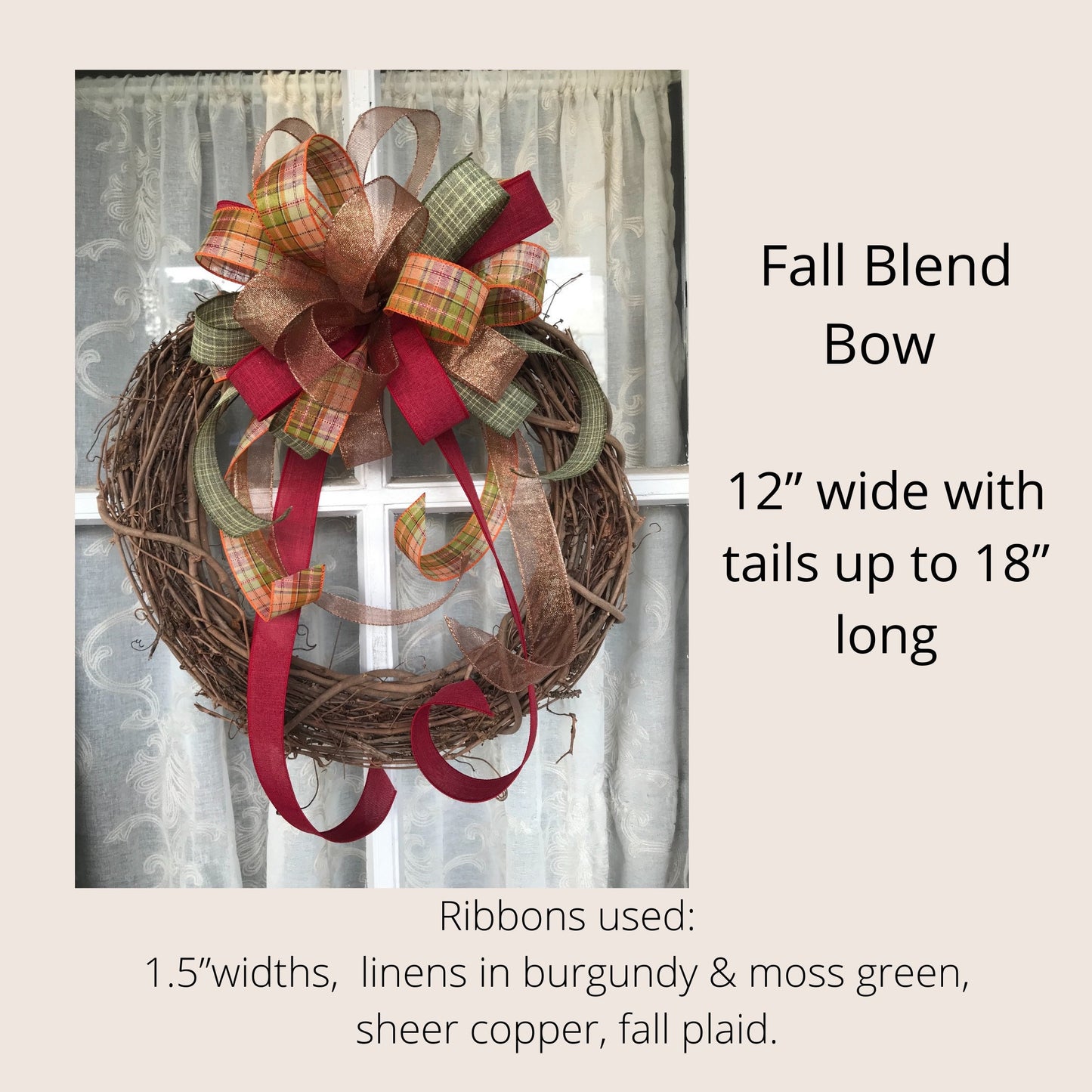 Fall bow, Fall Blend Bow, Fall Decorations for front door, Wreath bow for fall