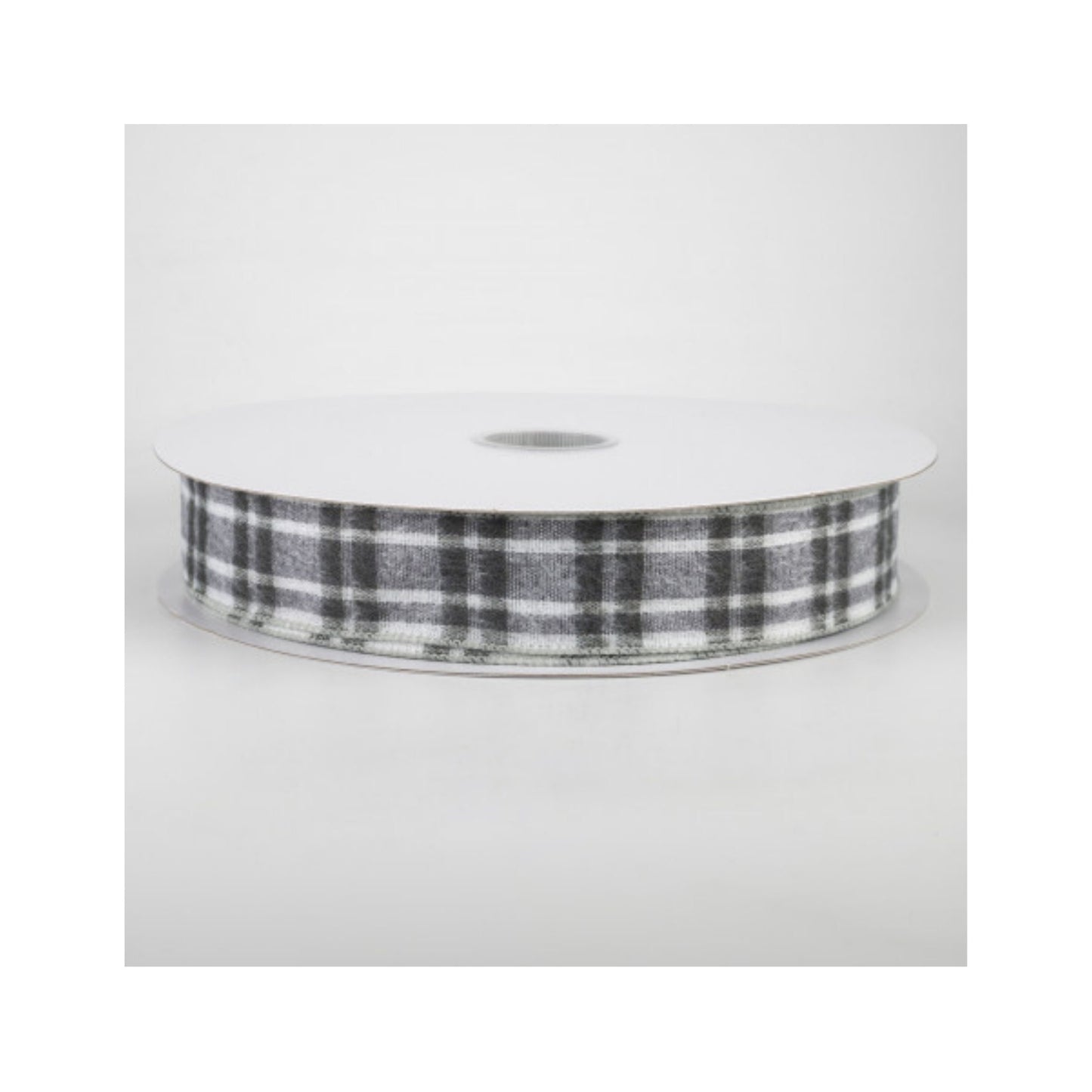 Gray Flannel Plaid Wired Ribbon, 1.5 Inch Ribbon Gray Plaid Ribbon, 5 yards