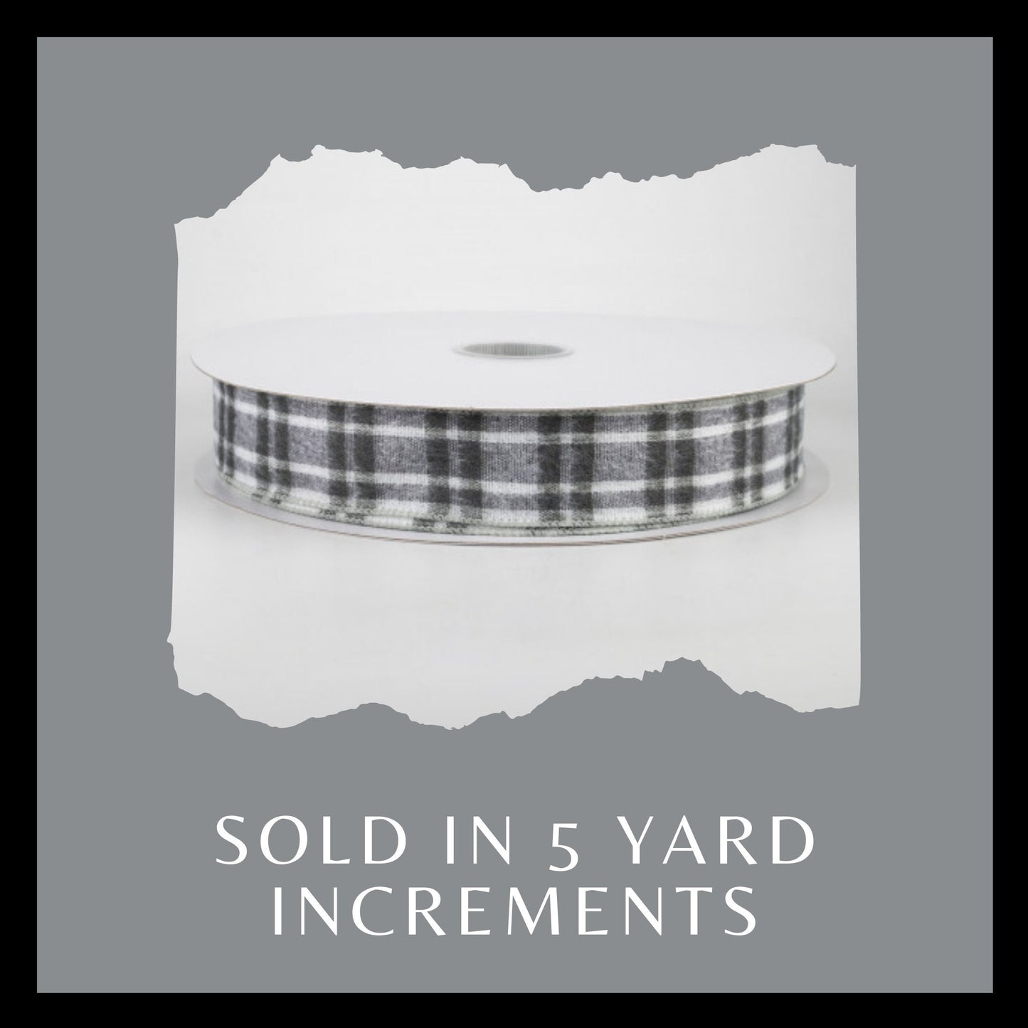 Gray Flannel Plaid Wired Ribbon, 1.5 Inch Ribbon Gray Plaid Ribbon, 5 yards