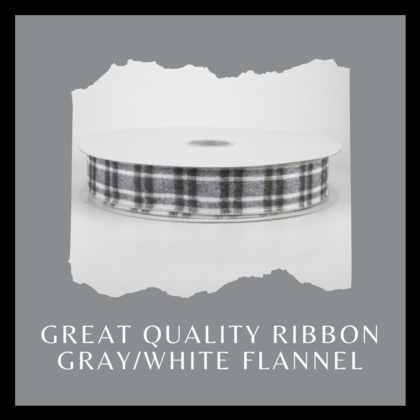 Gray Flannel Plaid Wired Ribbon, 1.5 Inch Ribbon Gray Plaid Ribbon, 5 yards