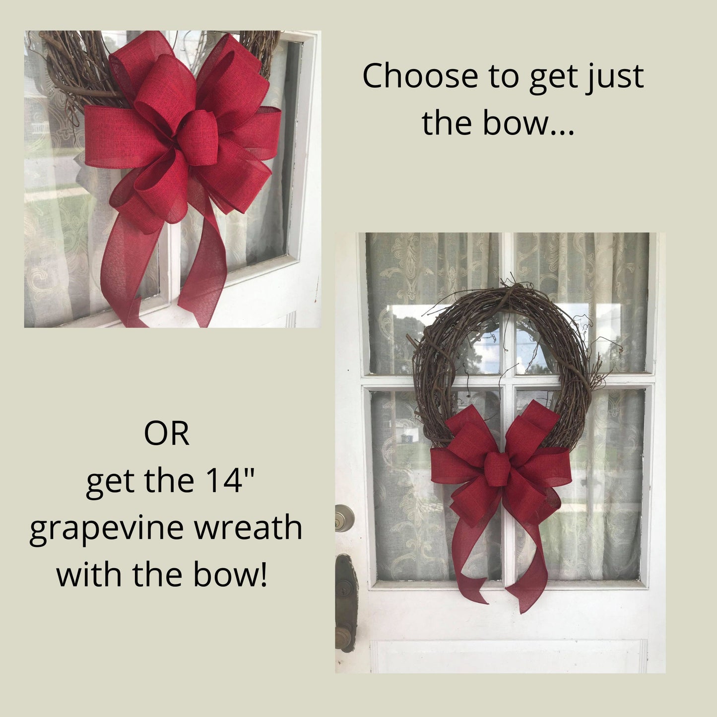Fall Wreath, Burgundy Linen Bow, Farmhouse wreath, Game Day Bow