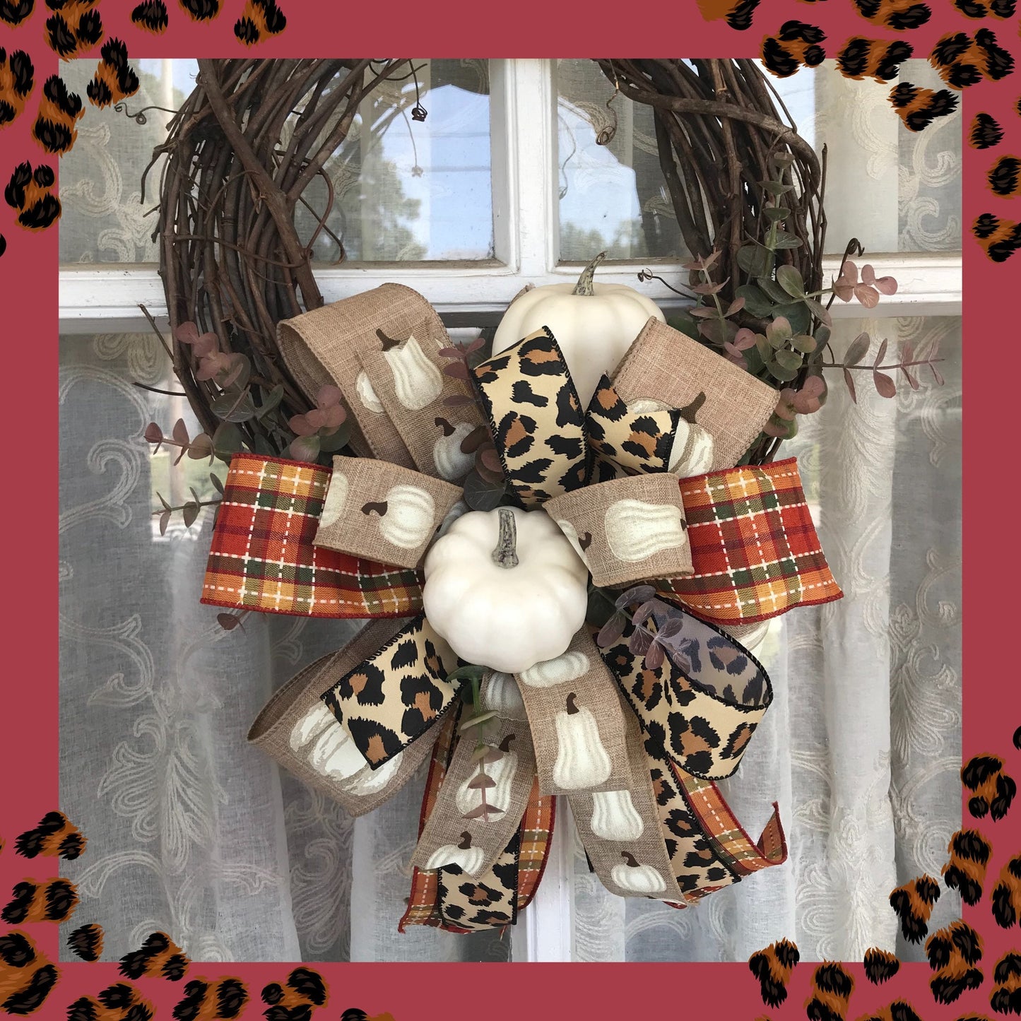 Fall Wreath, White Pumpkin Fall Wreath, Farmhouse Fall Wreath