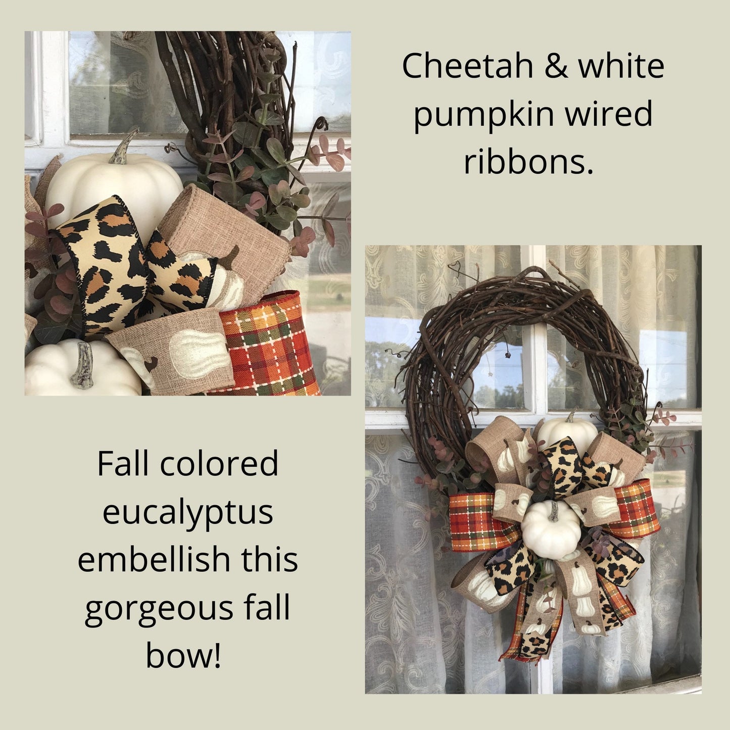 Fall Wreath, White Pumpkin Fall Wreath, Farmhouse Fall Wreath