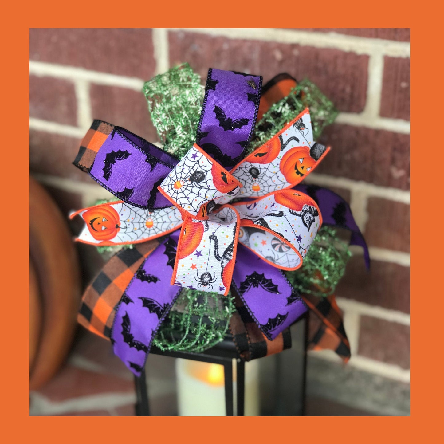 Halloween Lantern Bow, Fall decor, Small Wreath Bow 10 Inch bow
