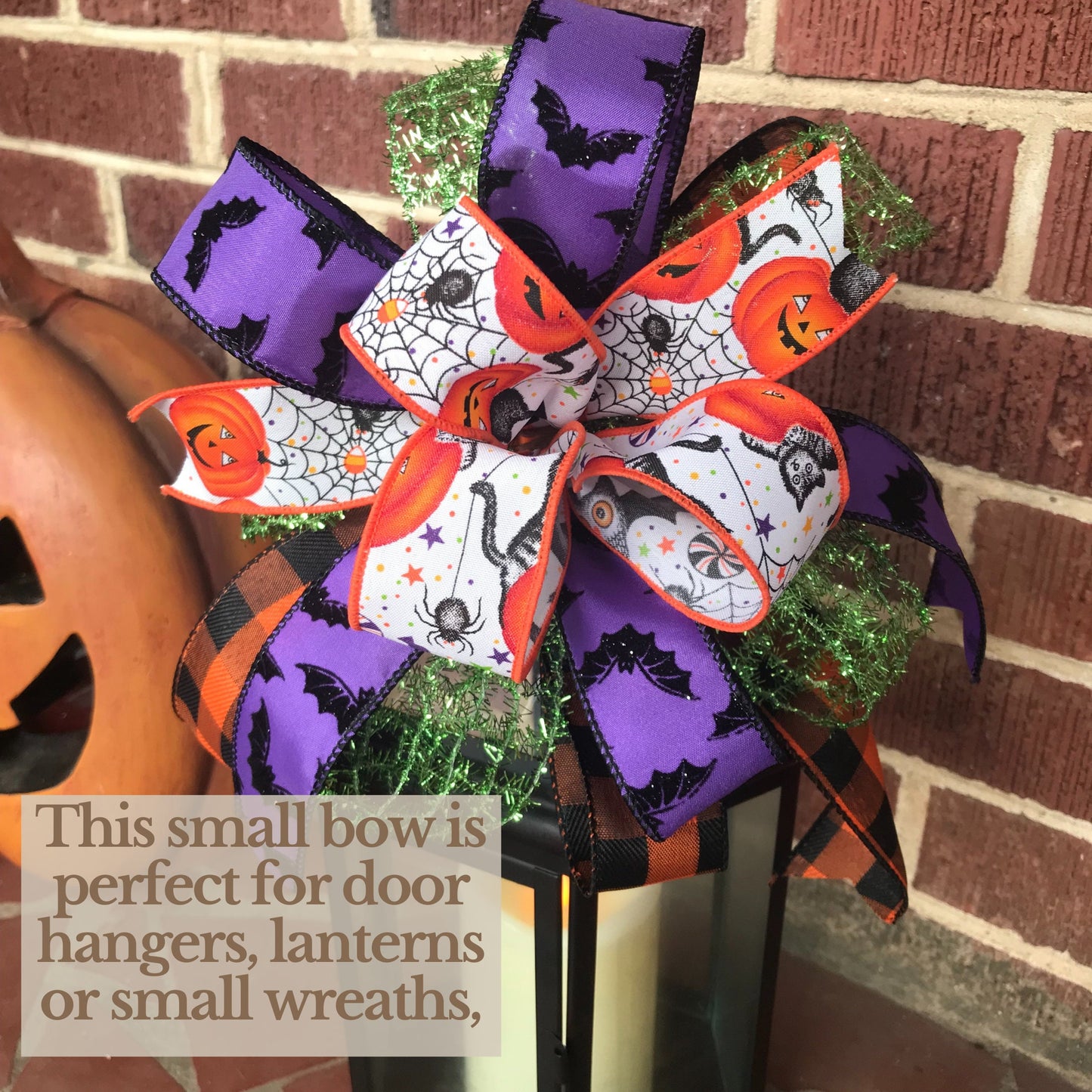Halloween Lantern Bow, Fall decor, Small Wreath Bow 10 Inch bow