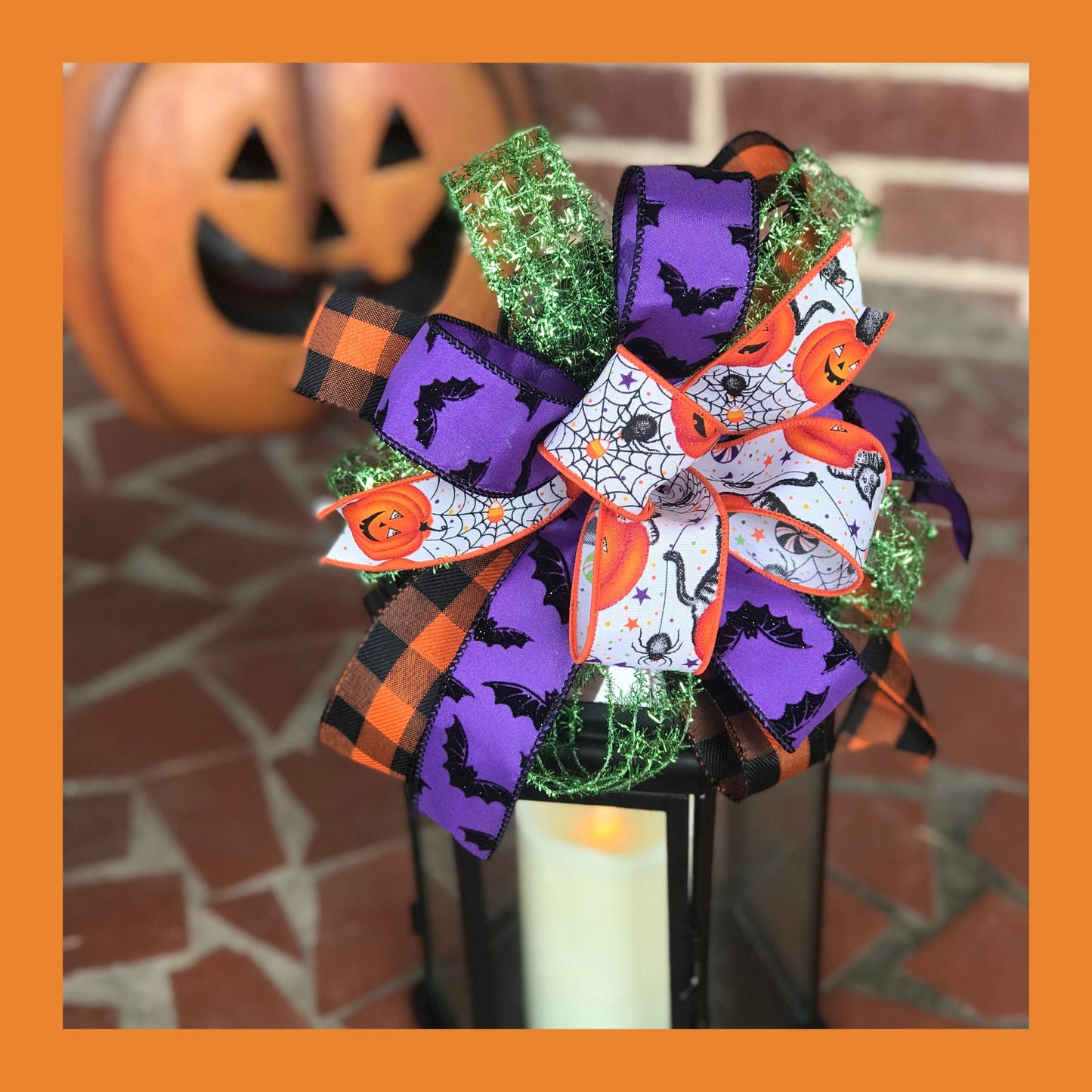 Halloween Lantern Bow, Fall decor, Small Wreath Bow 10 Inch bow