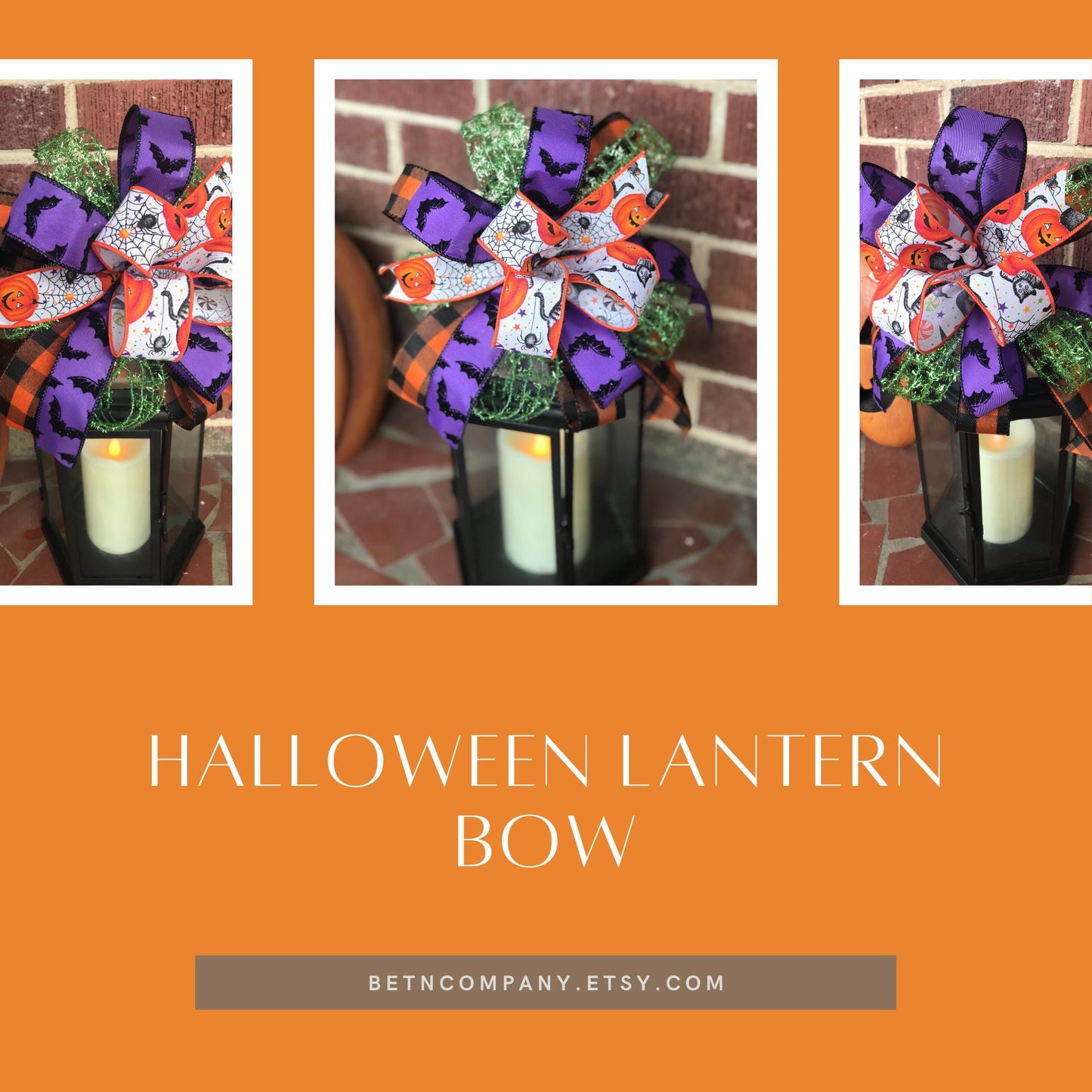 Halloween Lantern Bow, Fall decor, Small Wreath Bow 10 Inch bow
