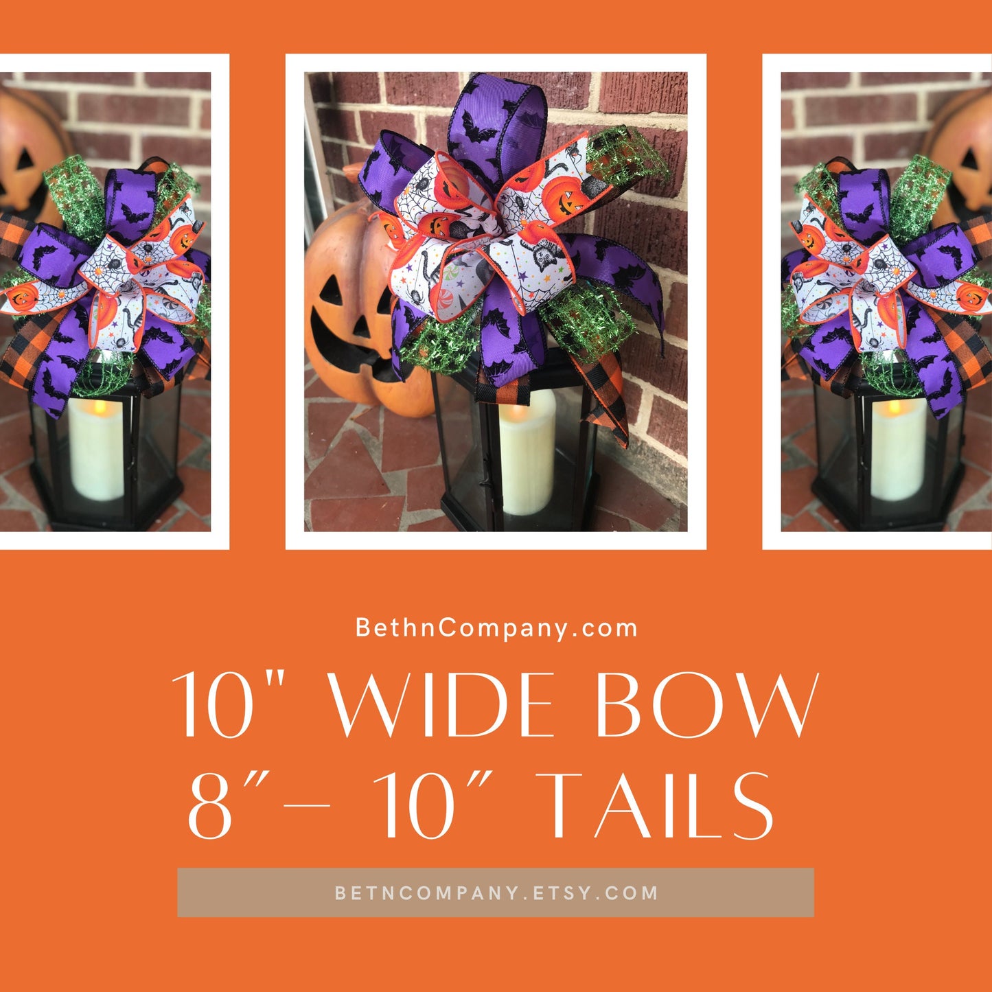 Halloween Lantern Bow, Fall decor, Small Wreath Bow 10 Inch bow