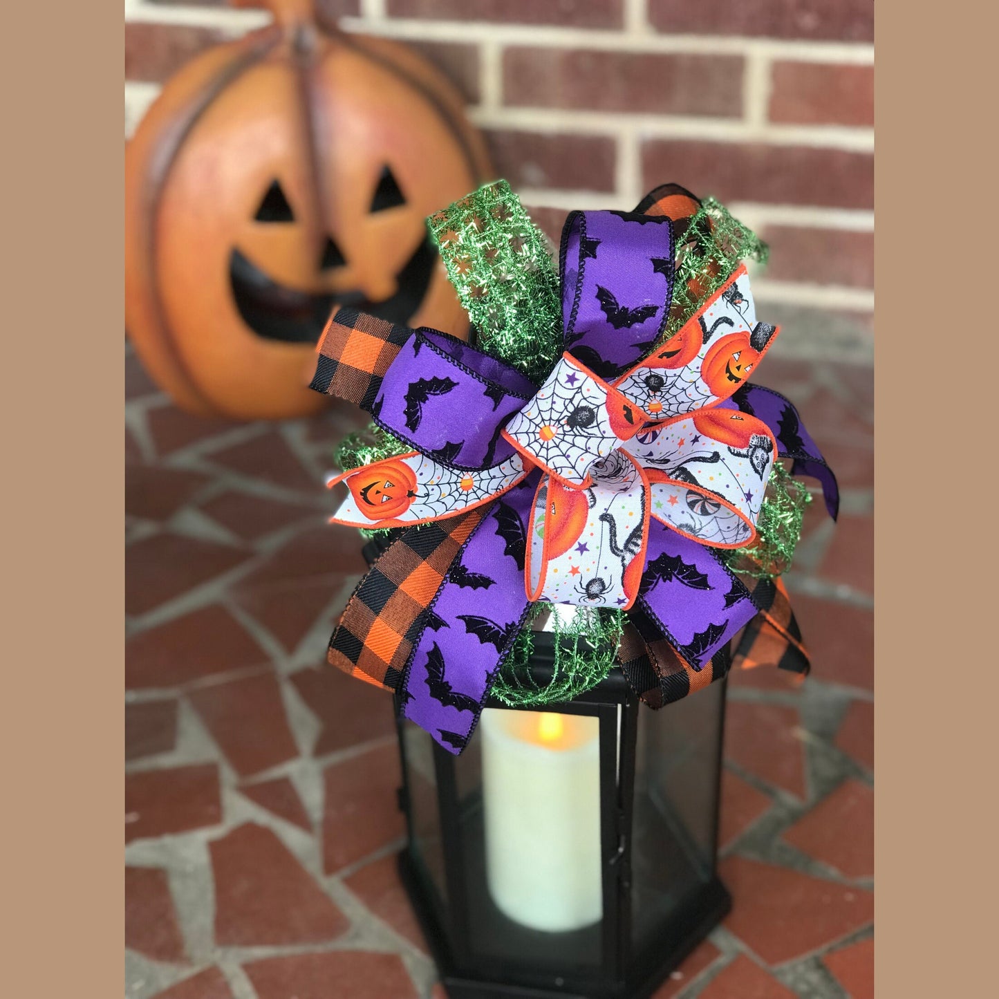 Halloween Lantern Bow, Fall decor, Small Wreath Bow 10 Inch bow