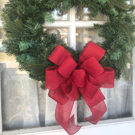 Red Christmas Bow, Red Sheer Christmas Bow