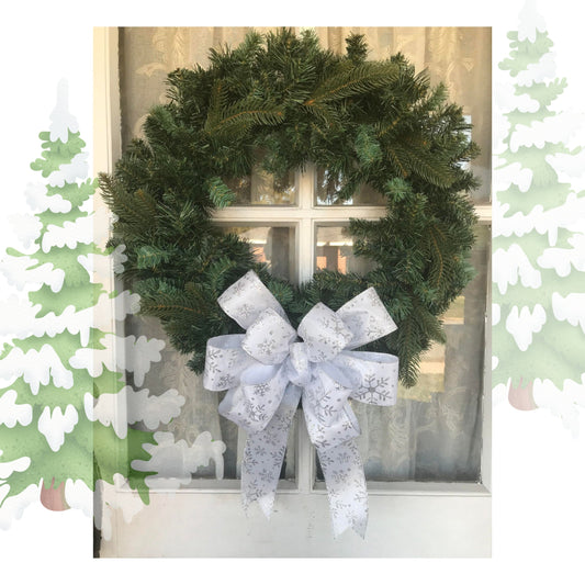 Snowflake Bow, Silver Snowflake Christmas Bow