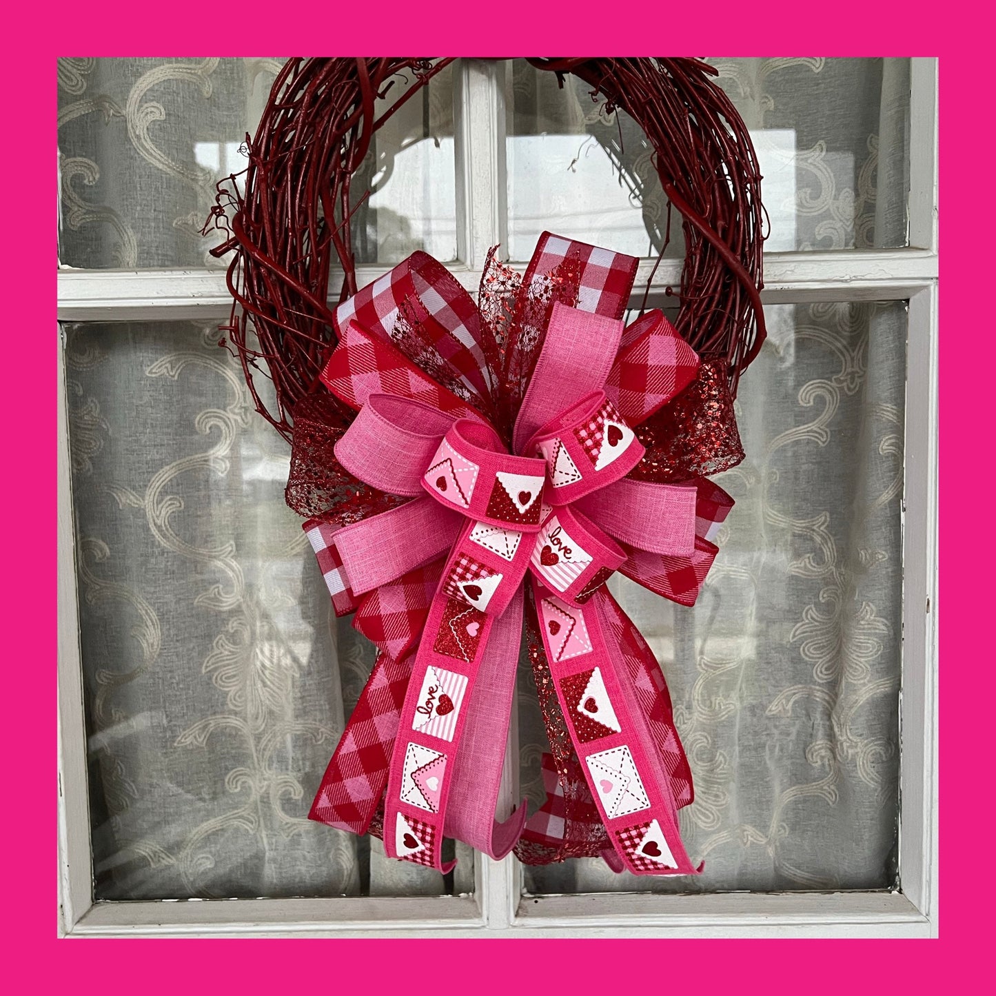 Valentine bow | Valentine Envelope wreath bow | Valentines Day Decor
