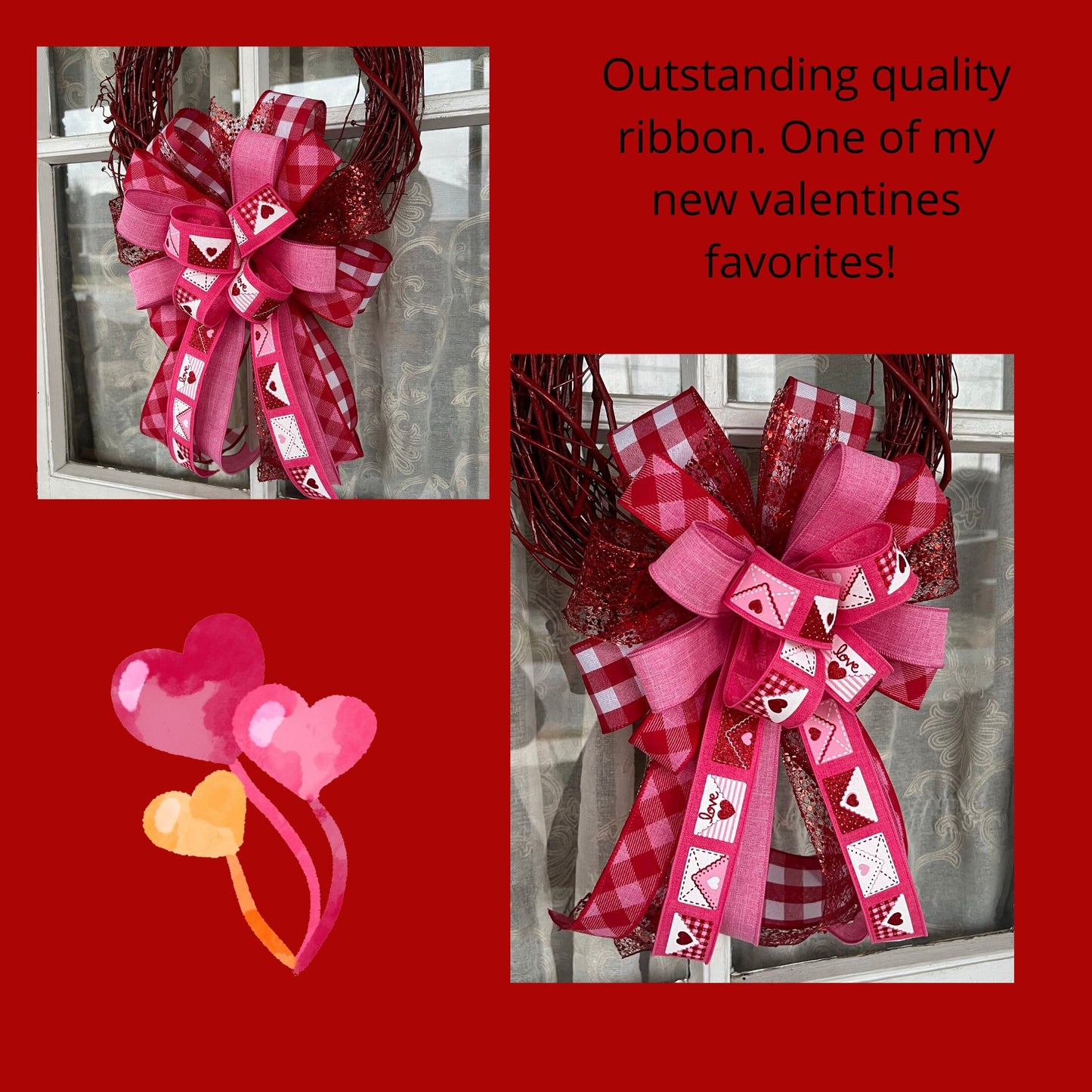 Valentine bow | Valentine Envelope wreath bow | Valentines Day Decor