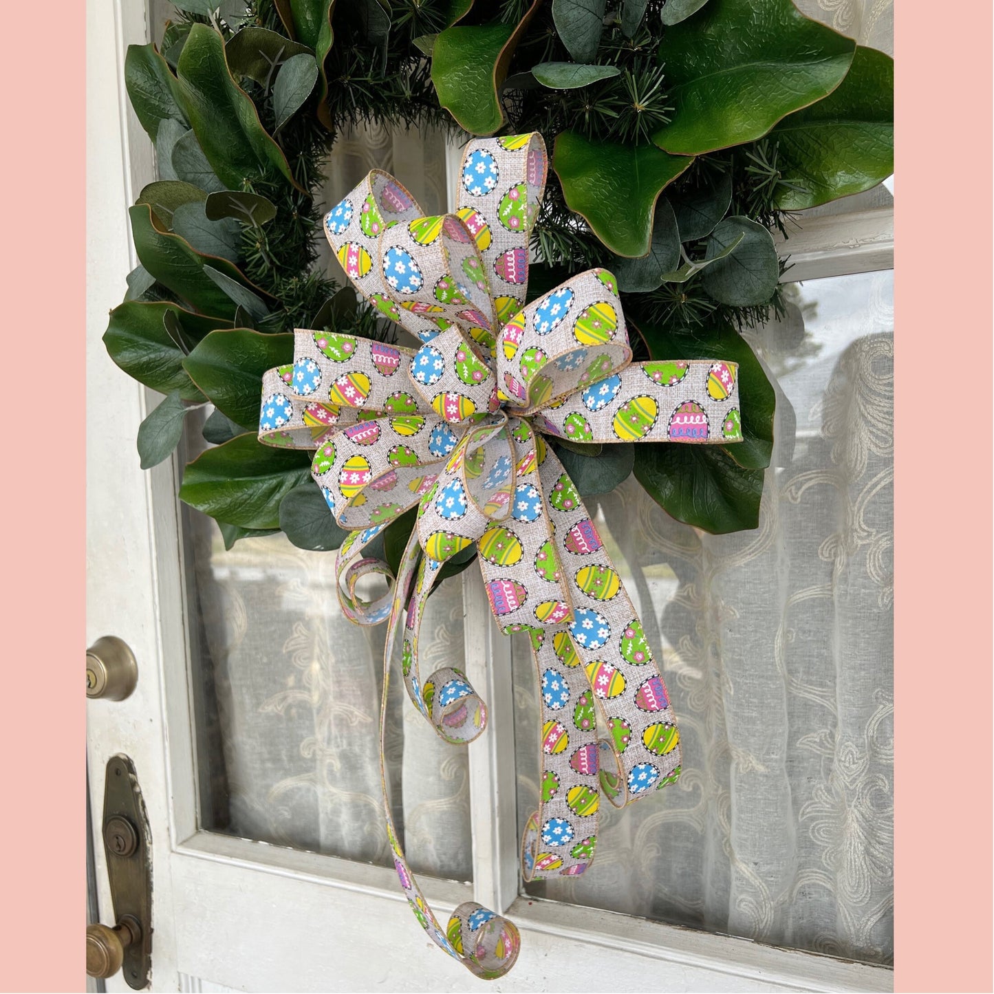 Easter Bow, Easter Egg Bow, Spring Wreath Bow, Easter Bow for Front Door, Easter Decorations, Front Door Decor