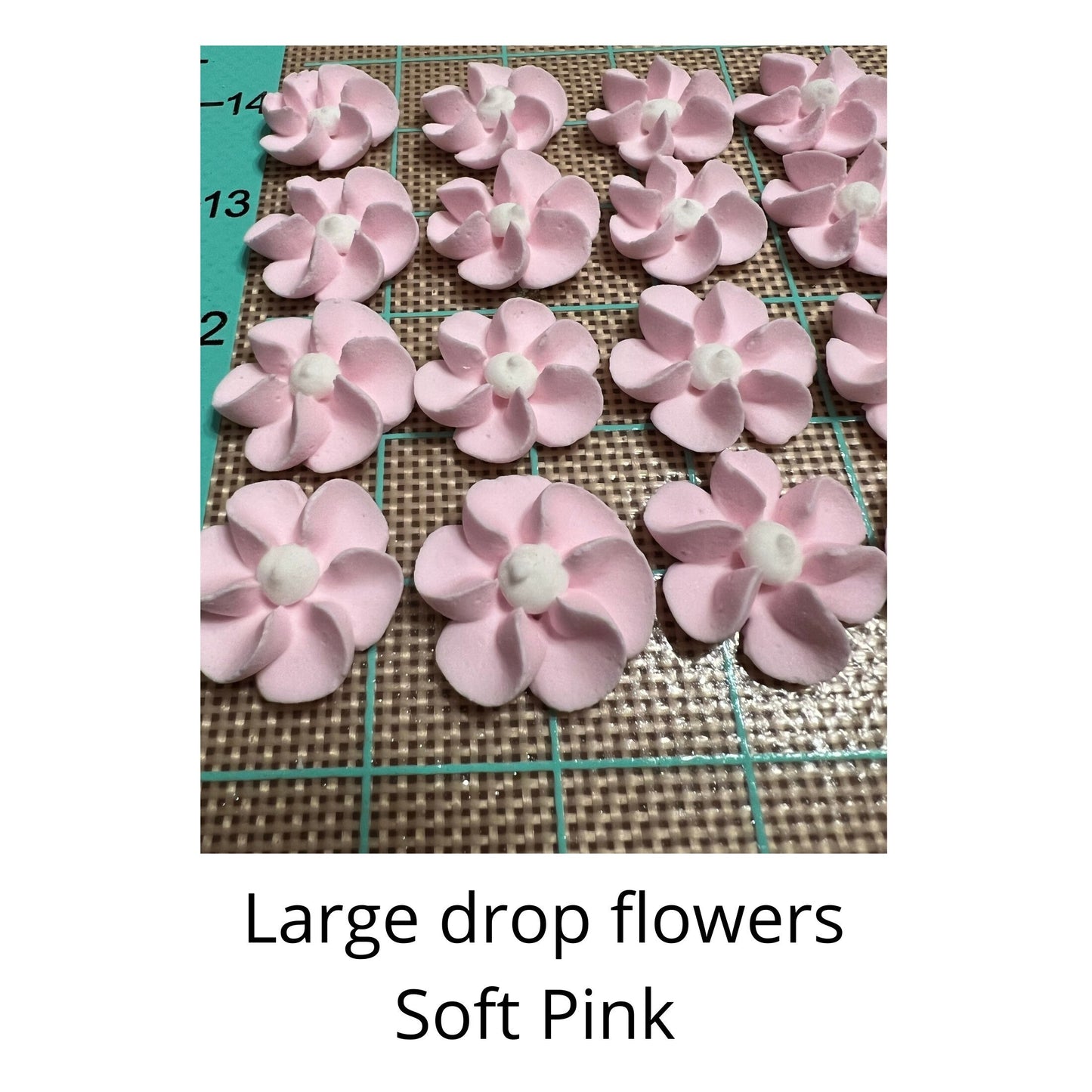 Royal Icing Flowers  Large Soft Pink Edible Drop Flowers  Sugar Flowers for Cake Decorating