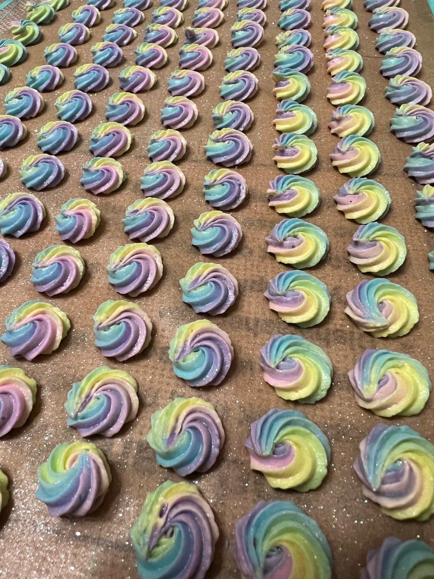 Edible Sugar Flowers | Royal Icing Flowers | Unicorn Sugar Flowers | Rosettes | Edible Cake Decorations | Mermaid Cookie Flowers