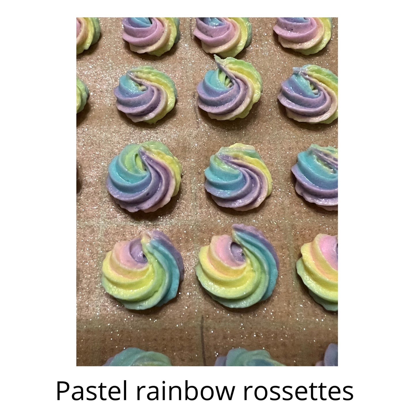 Edible Sugar Flowers | Royal Icing Flowers | Unicorn Sugar Flowers | Rosettes | Edible Cake Decorations | Mermaid Cookie Flowers