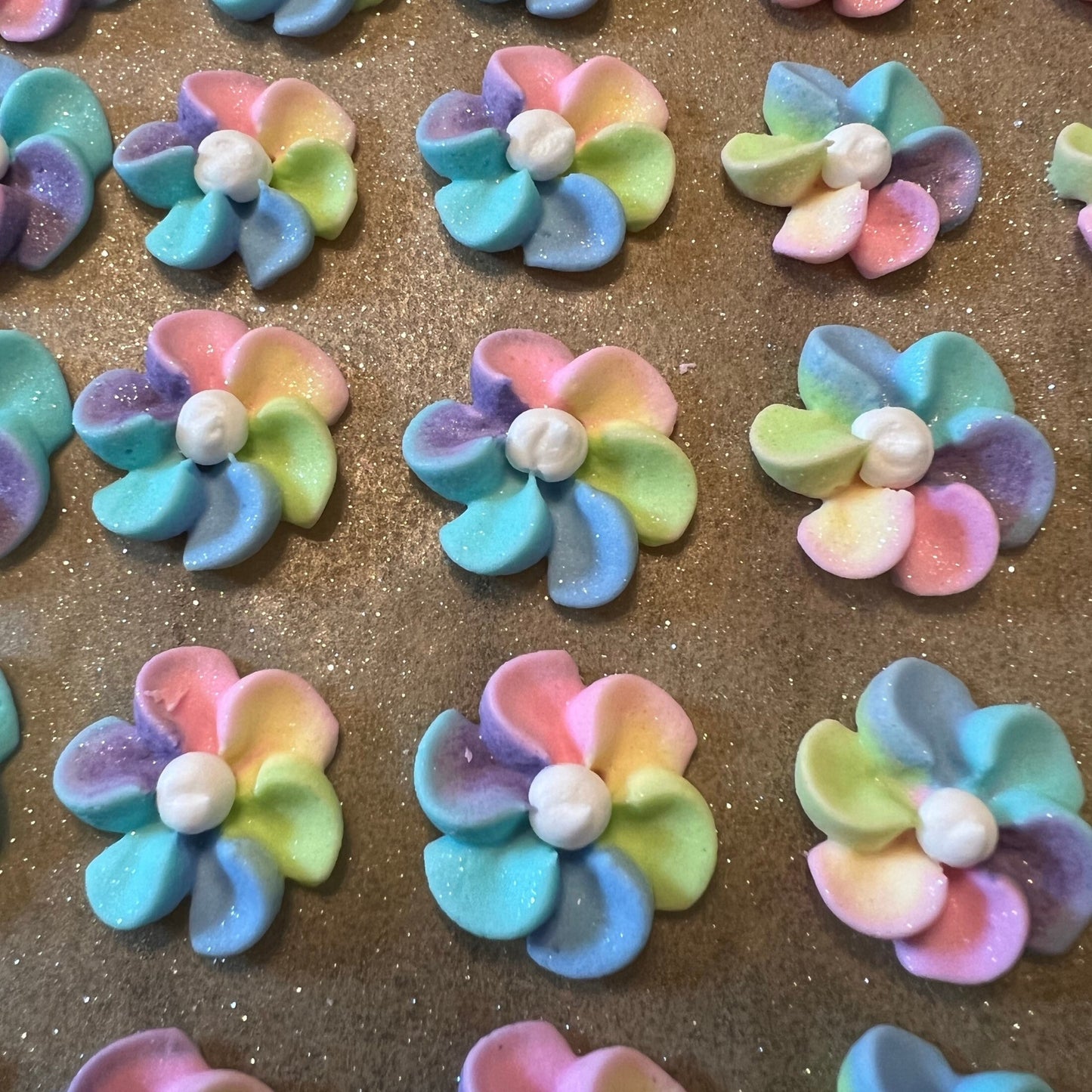 Edible Sugar Flowers | Royal Icing Flowers | Unicorn Sugar Flowers | Cake Toppers | Edible Cake Decorations | Mermaid Cookie Flowers