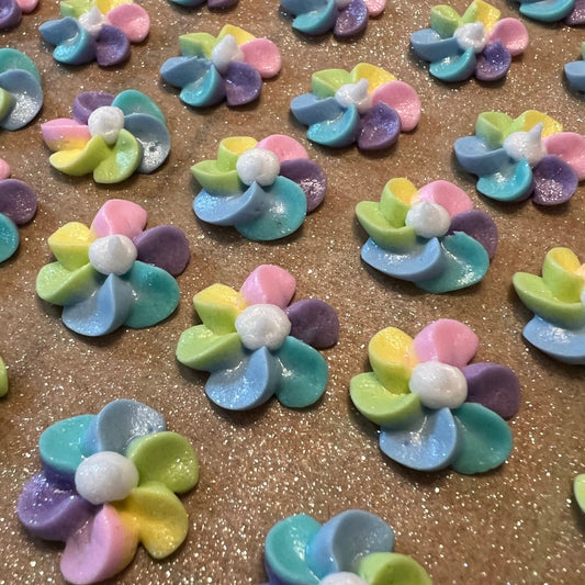 Edible Sugar Flowers | Royal Icing Flowers | Unicorn Sugar Flowers | Cake Toppers | Edible Cake Decorations | Mermaid Cookie Flowers