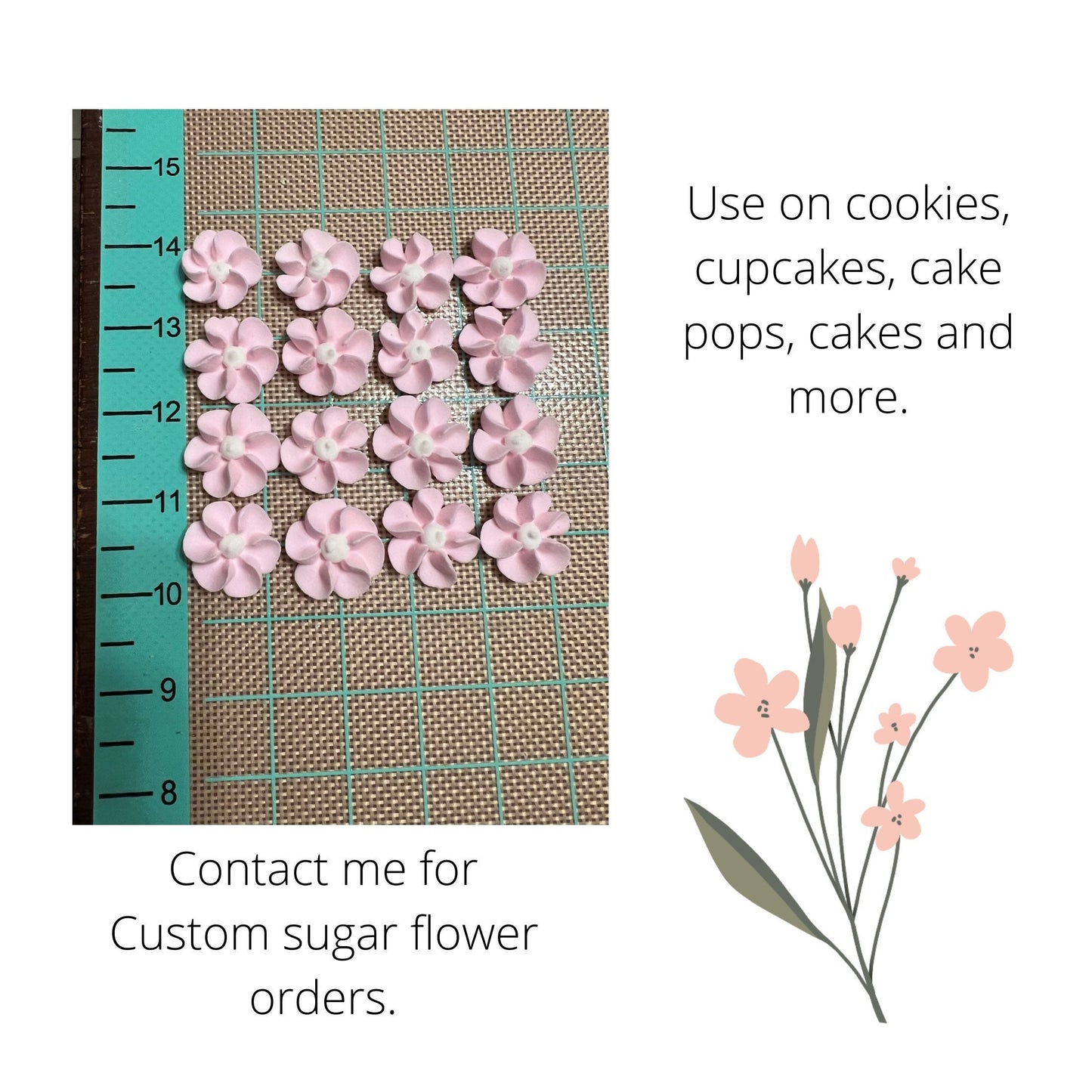 Royal Icing Flowers  Large Soft Pink Edible Drop Flowers  Sugar Flowers for Cake Decorating