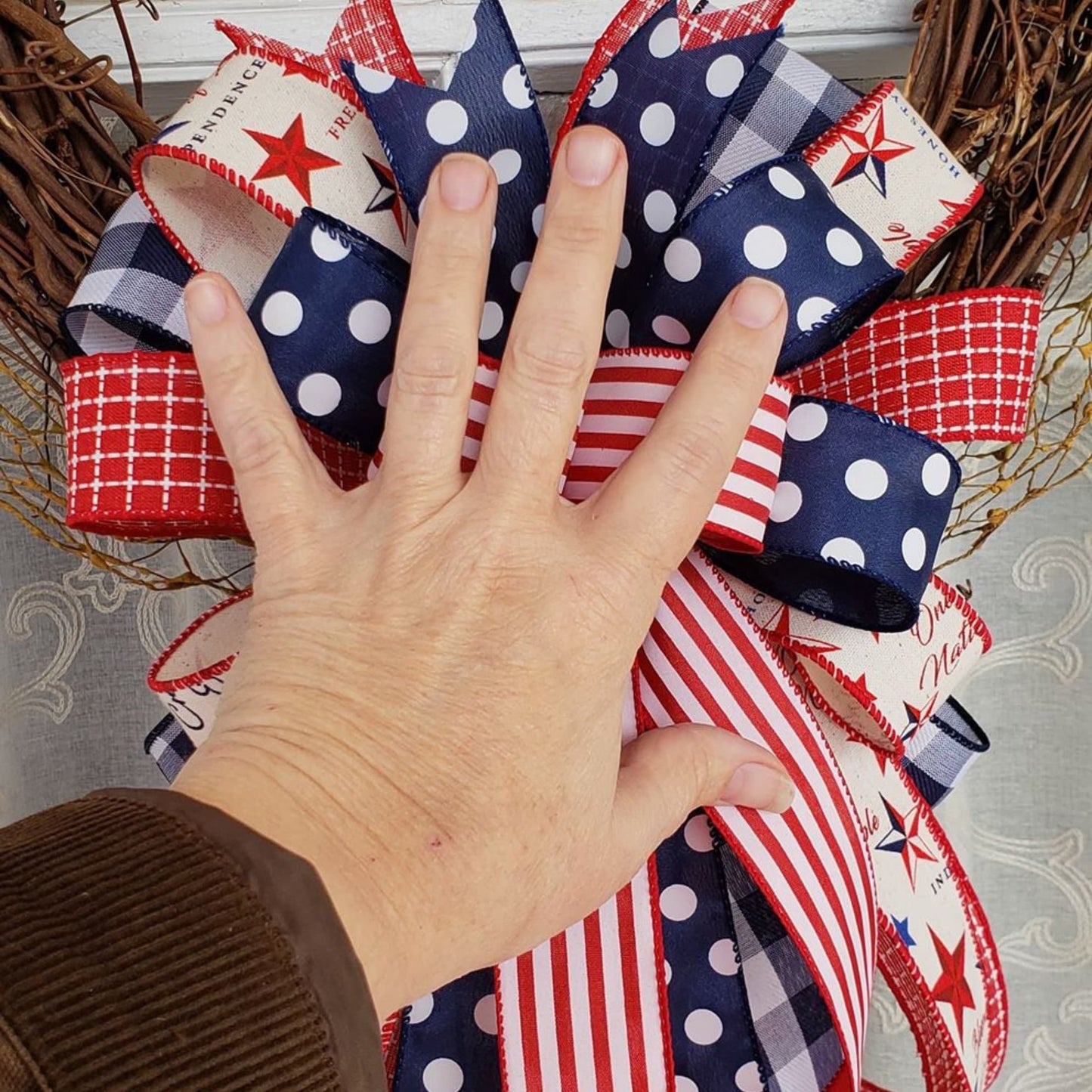 Patriotic Bow, Simple Patriotic  Wreath Bow, Red White and Blue bow, Flag Day Bow, July 4th Decorations