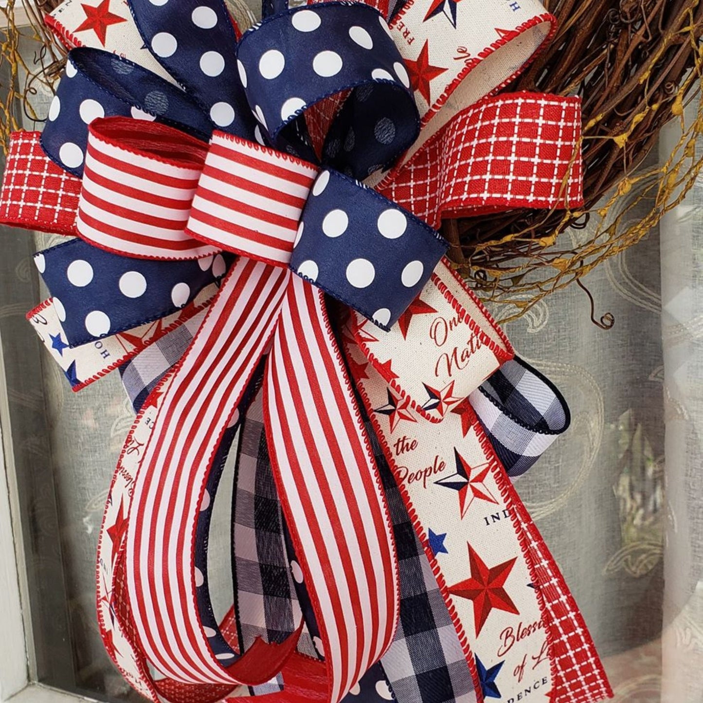 Patriotic Bow, Simple Patriotic  Wreath Bow, Red White and Blue bow, Flag Day Bow, July 4th Decorations