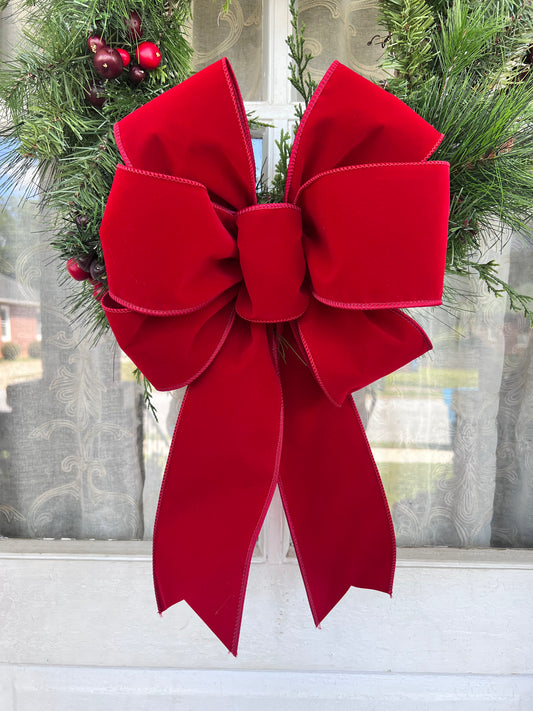 Grand Scarlet Red Velvet Bow