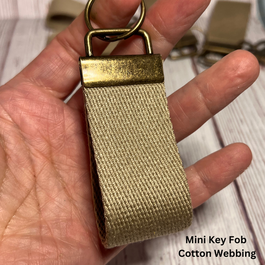 Khaki Mini Key Fob Small Cotton Webbing Key Chain