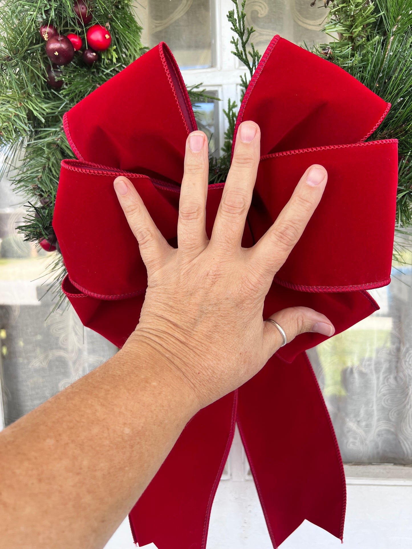 Grand Scarlet Red Velvet Bow