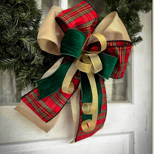 Elegant Edinburgh Plaid Christmas Bow